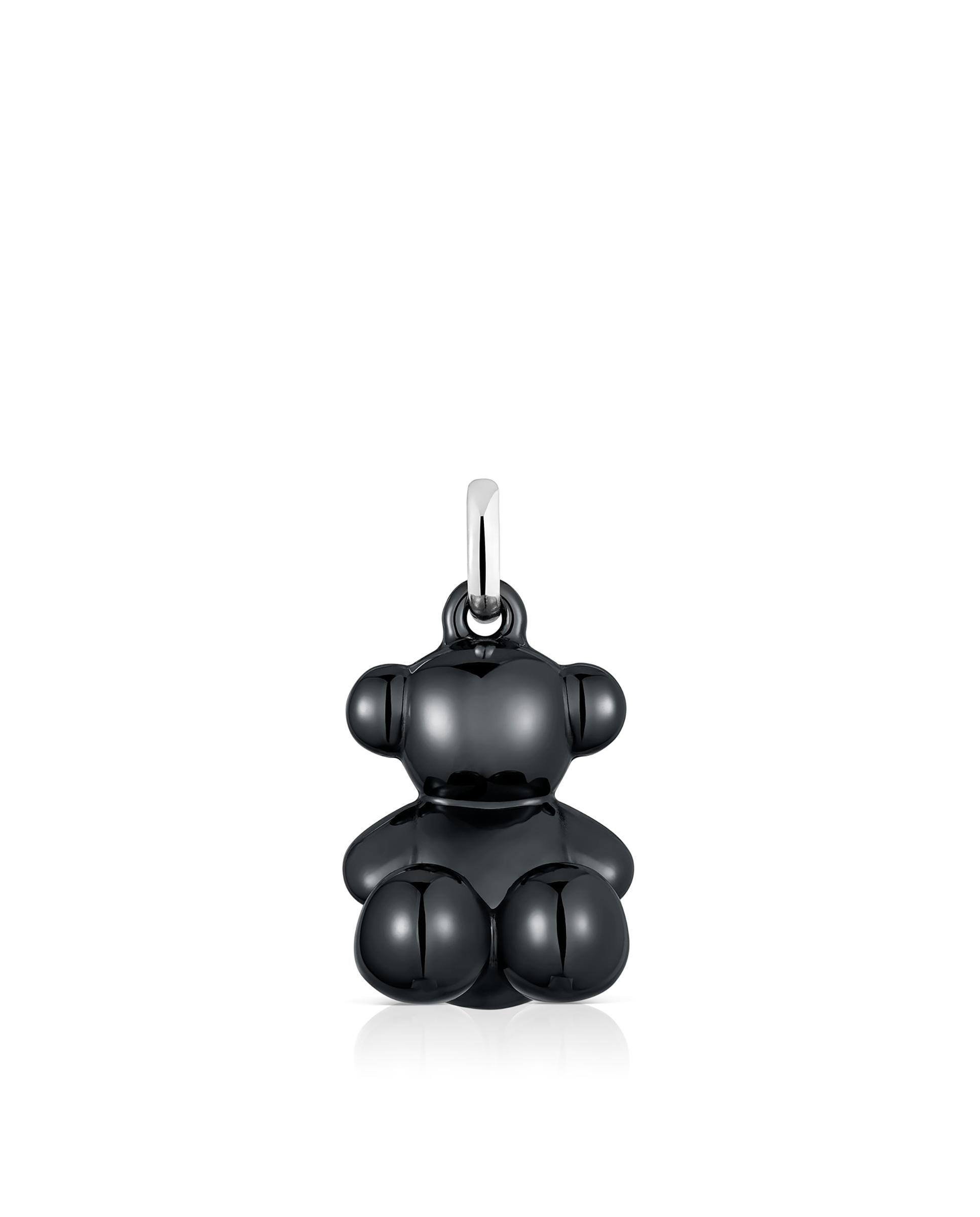 Pendentes Bold Bear Urso de Prata e Cerâmica Preta Preto-1