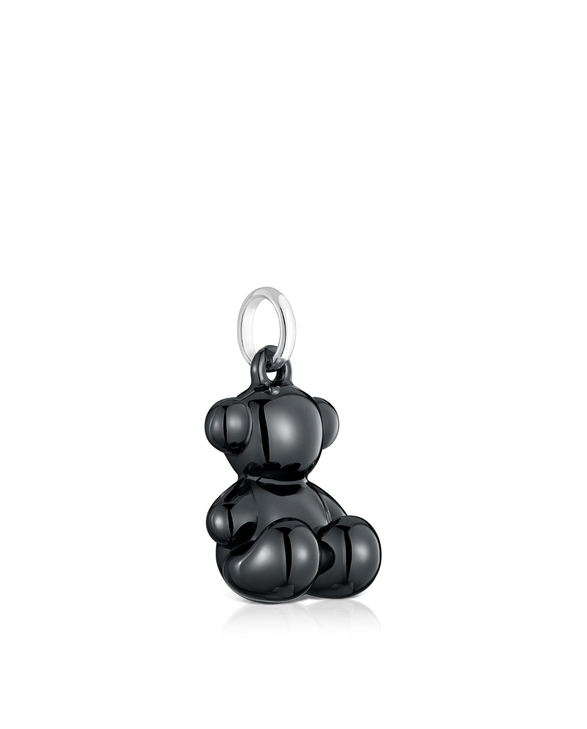 Pendentes Bold Bear Urso de Prata e Cerâmica Preta Preto-2