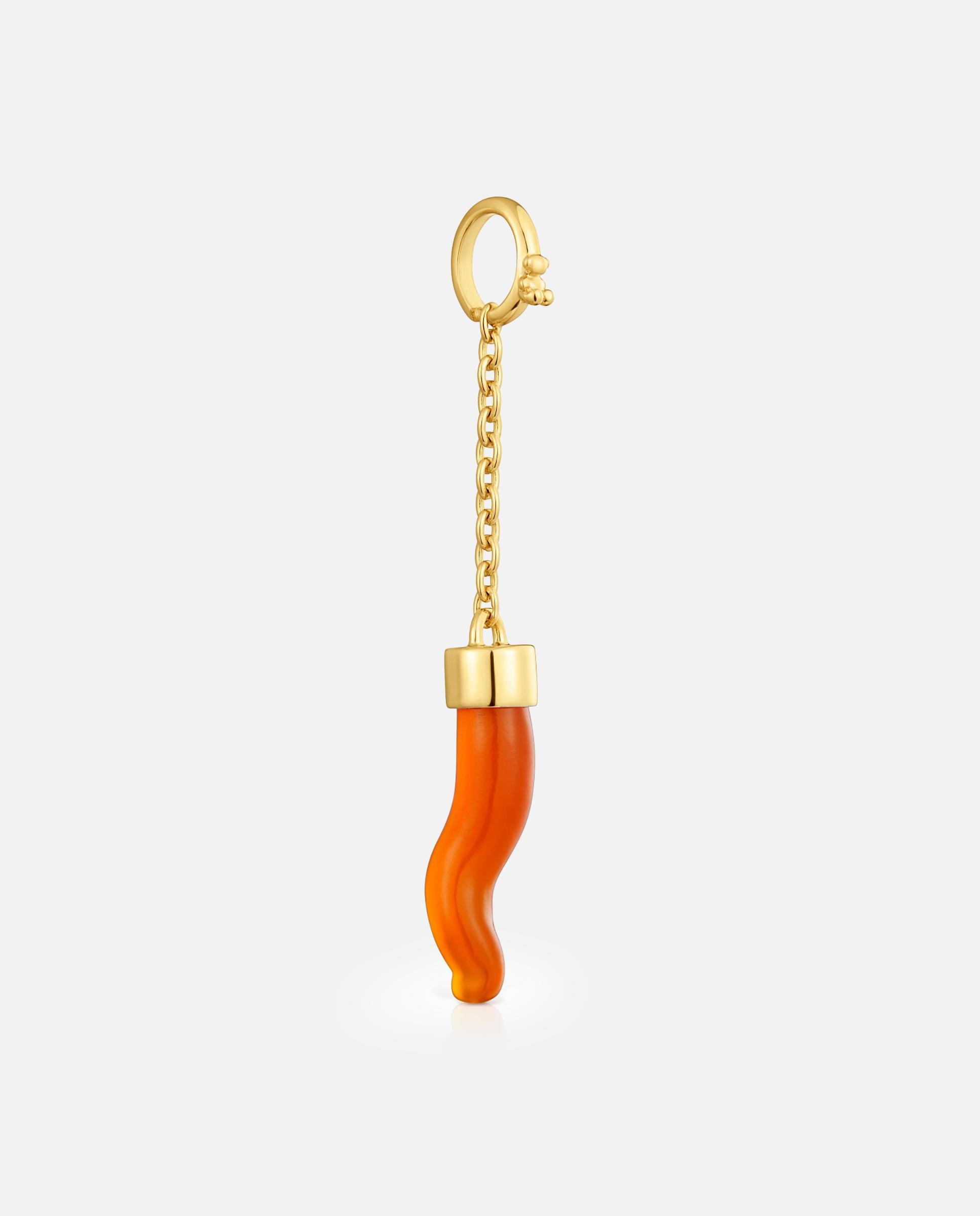 Pendente Medallions Banhado em Ouro 18 Kt Sobre Prata e Cornalina Laranja-2