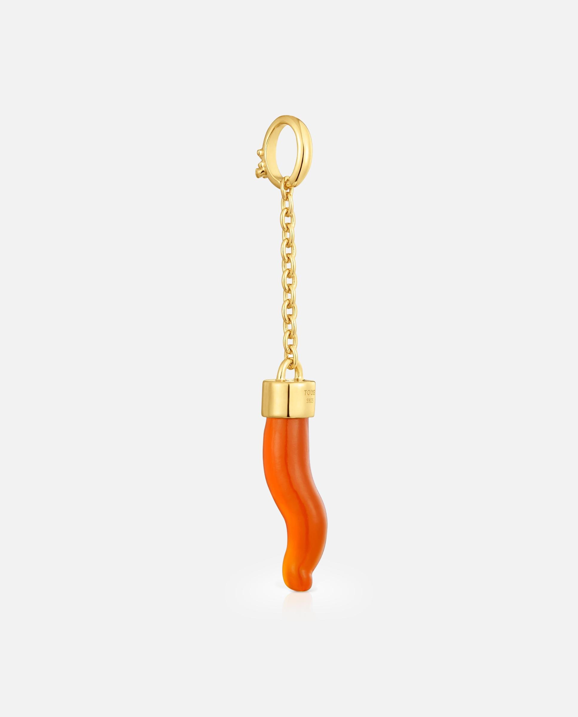 Pendente Medallions Banhado em Ouro 18 Kt Sobre Prata e Cornalina Laranja-3