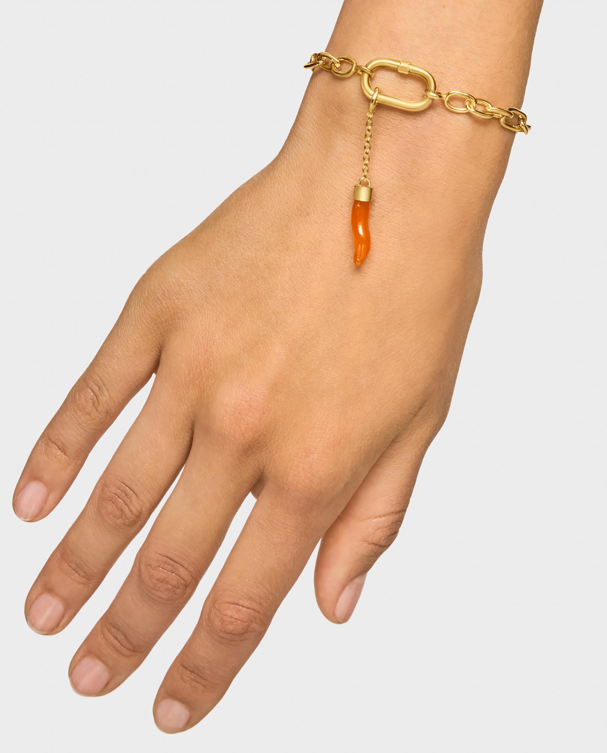 Pendente Medallions Banhado em Ouro 18 Kt Sobre Prata e Cornalina Laranja-4