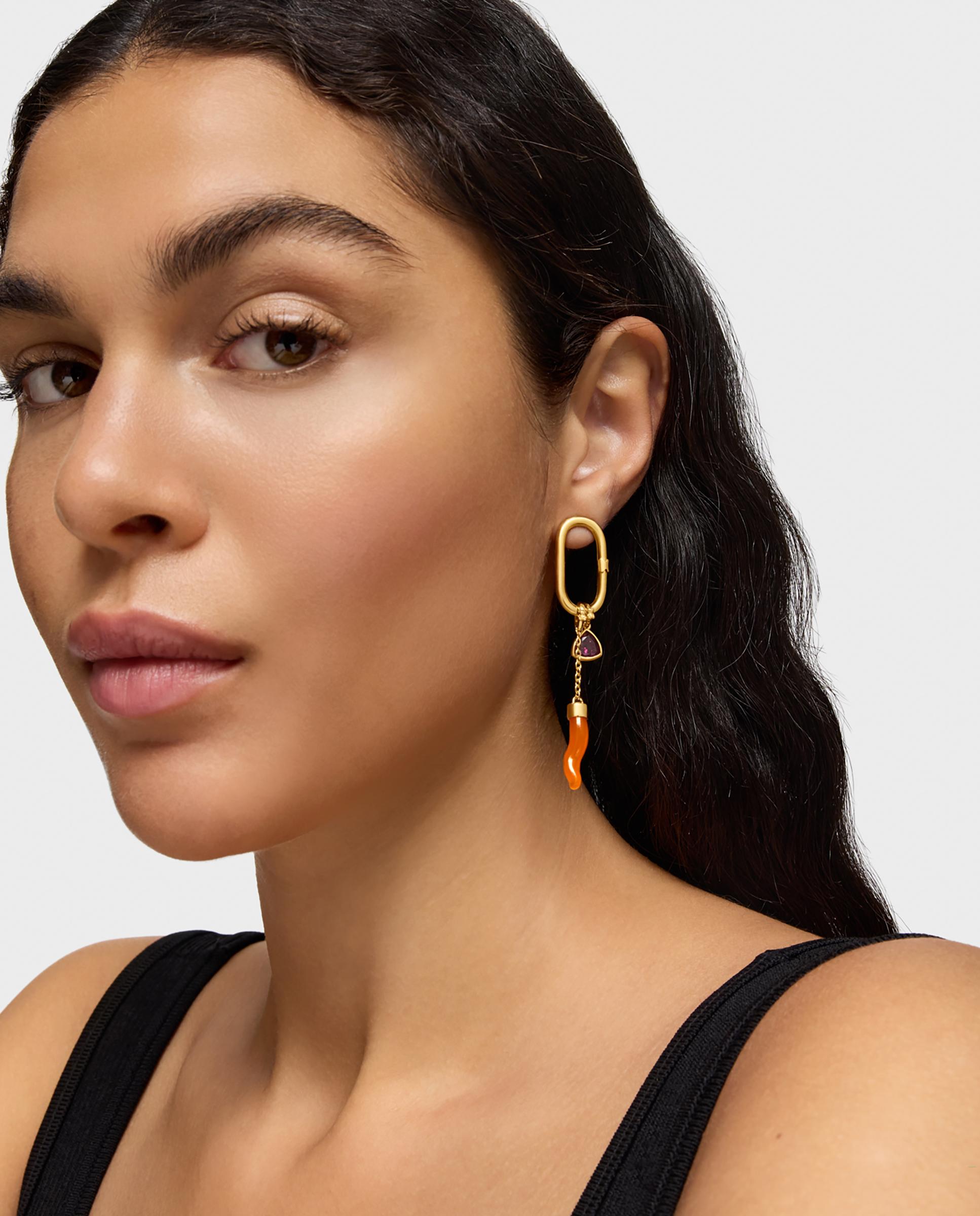 Pendente Medallions Banhado em Ouro 18 Kt Sobre Prata e Cornalina Laranja-5