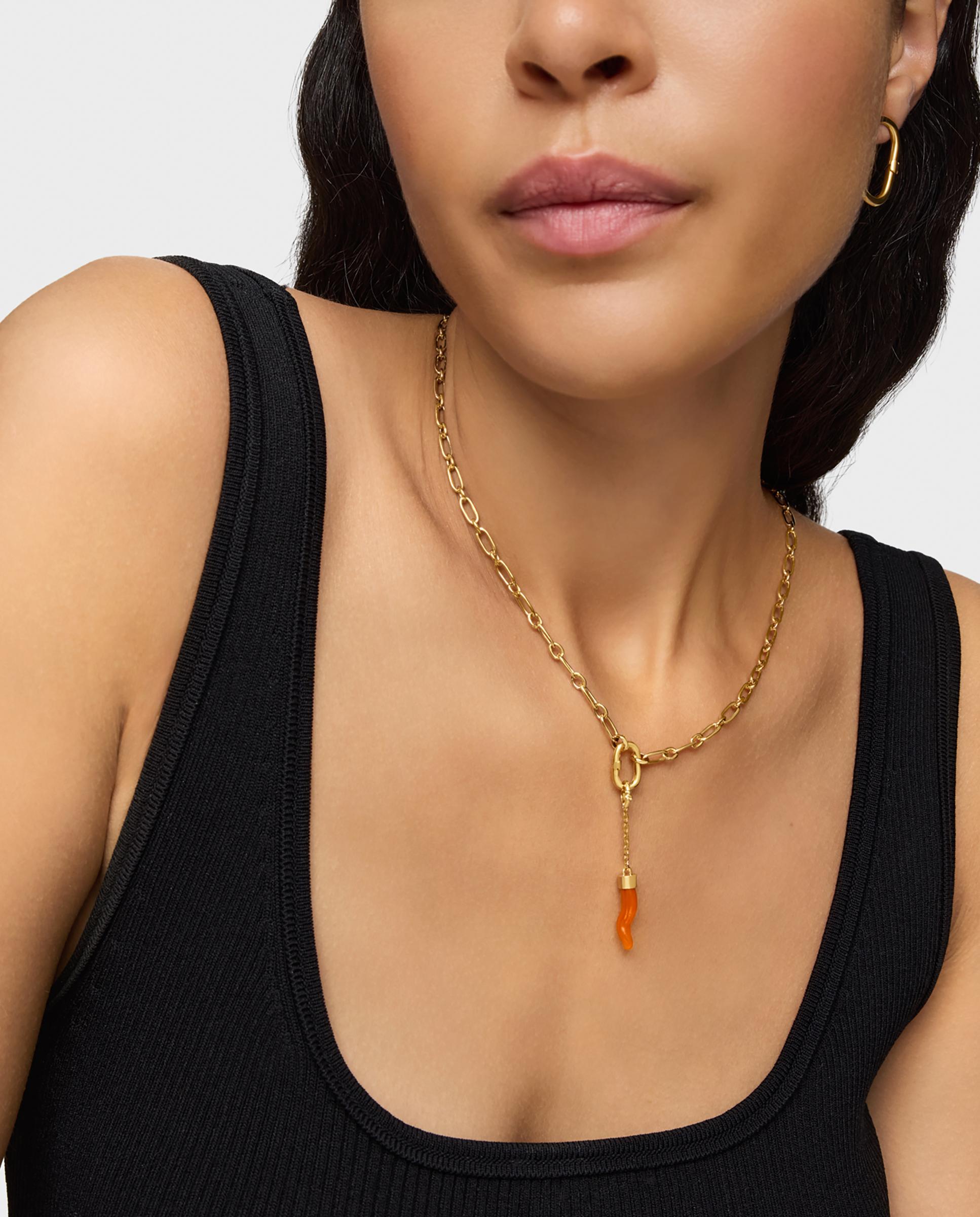 Pendente Medallions Banhado em Ouro 18 Kt Sobre Prata e Cornalina Laranja-6