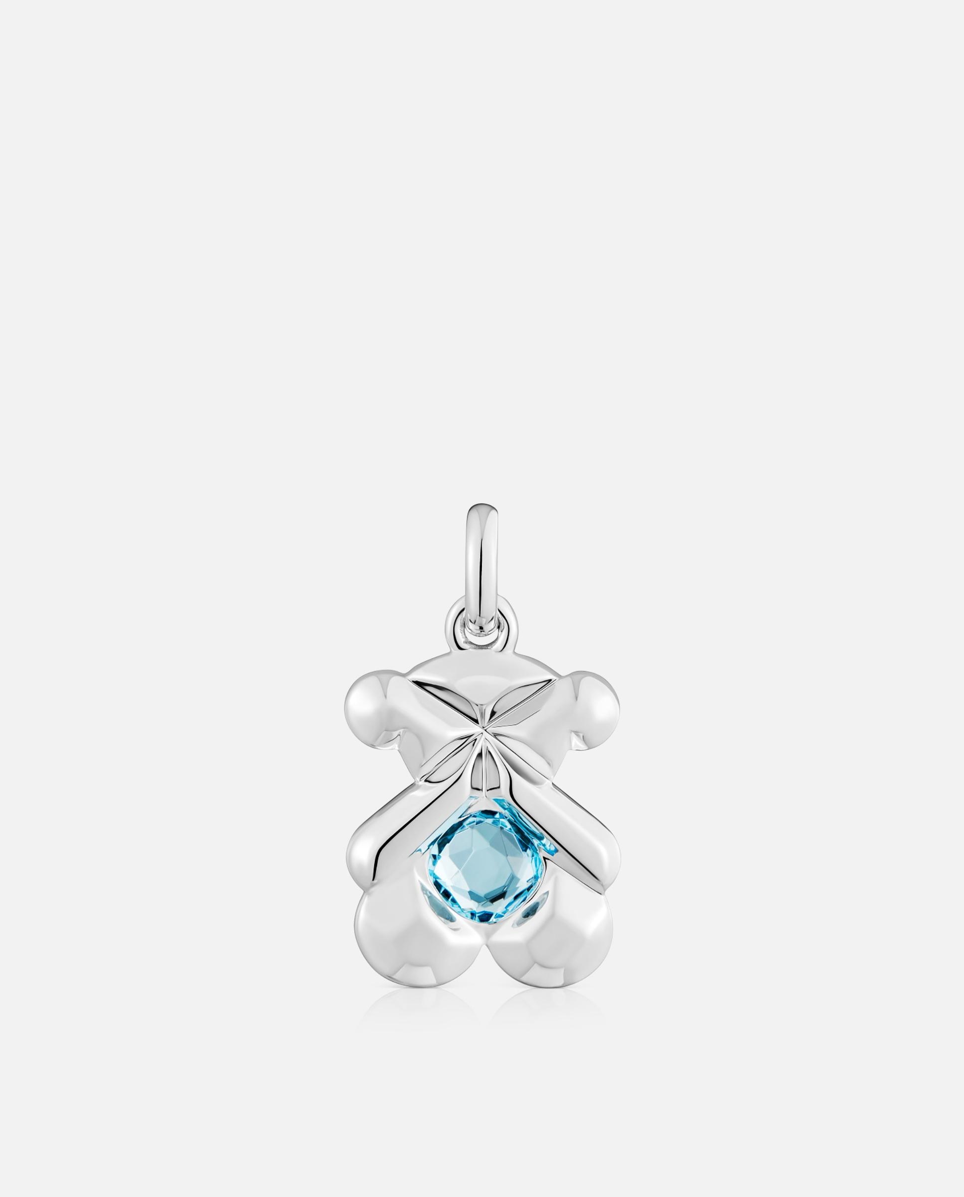 Pendente Sweet 40s Urso de Prata e Topázio Azul-1