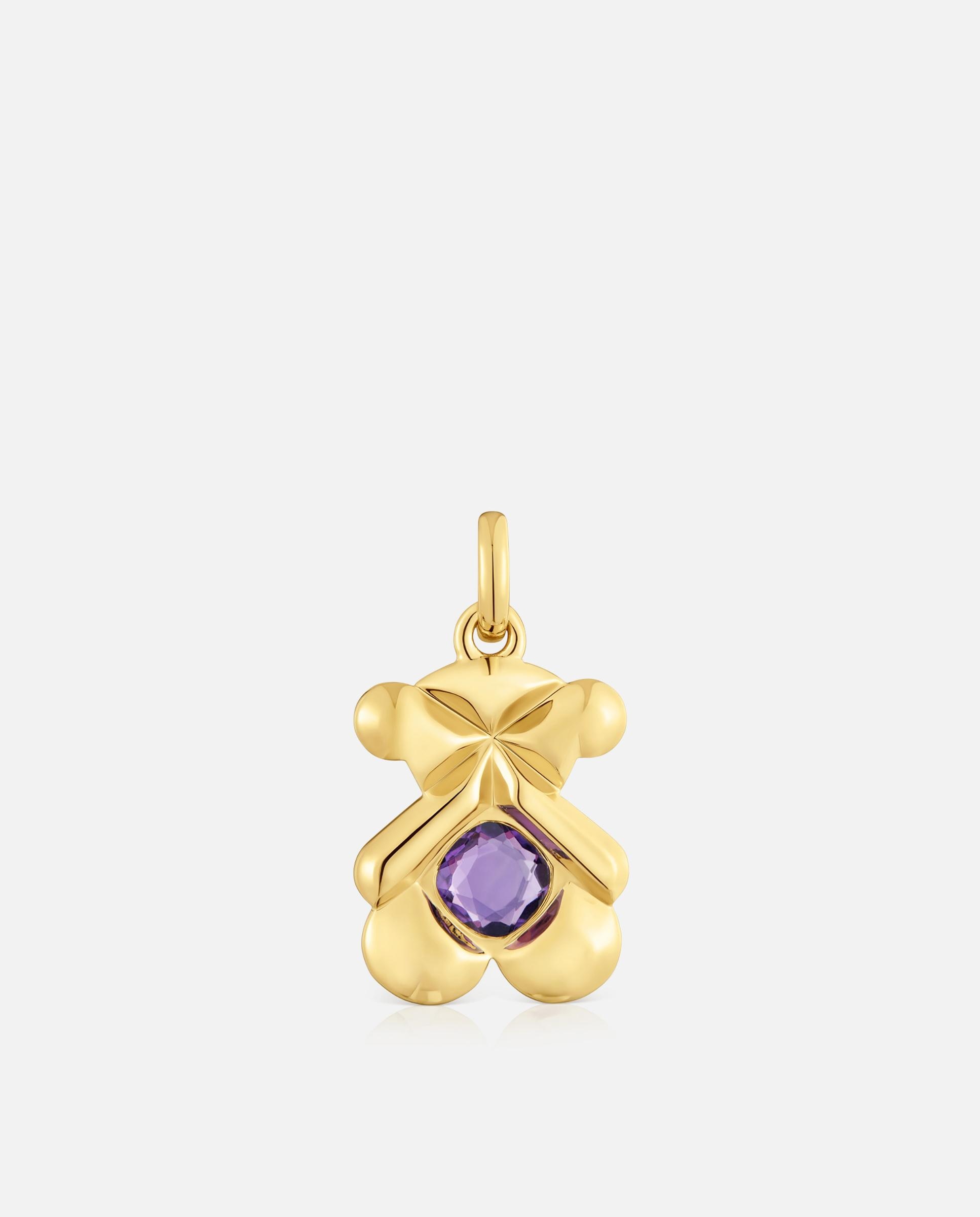 Pendente Sweet 40s Banhado em Ouro 18 Kt Sobre Prata e Ametista Roxo-1