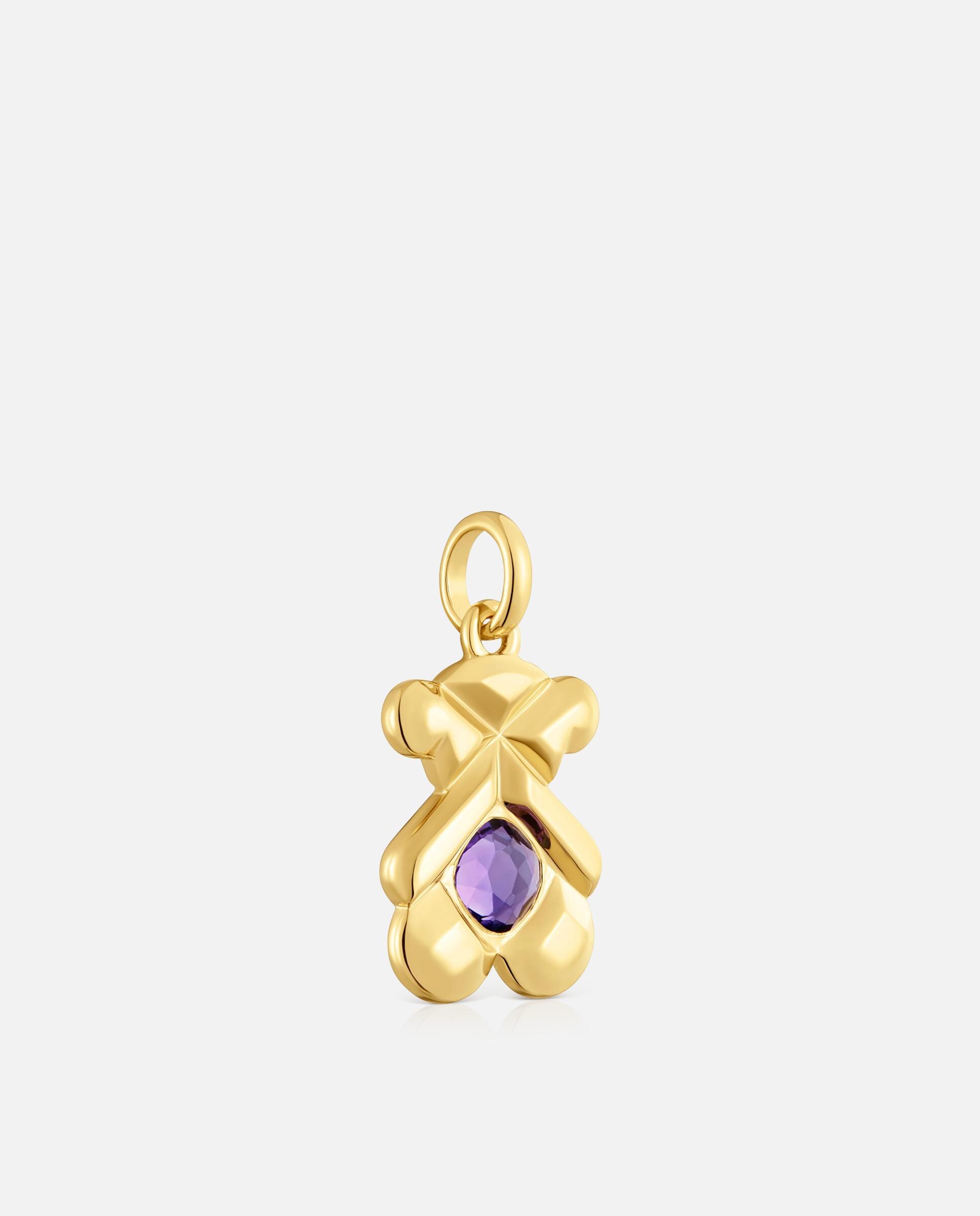 Pendente Sweet 40s Banhado em Ouro 18 Kt Sobre Prata e Ametista Roxo-2
