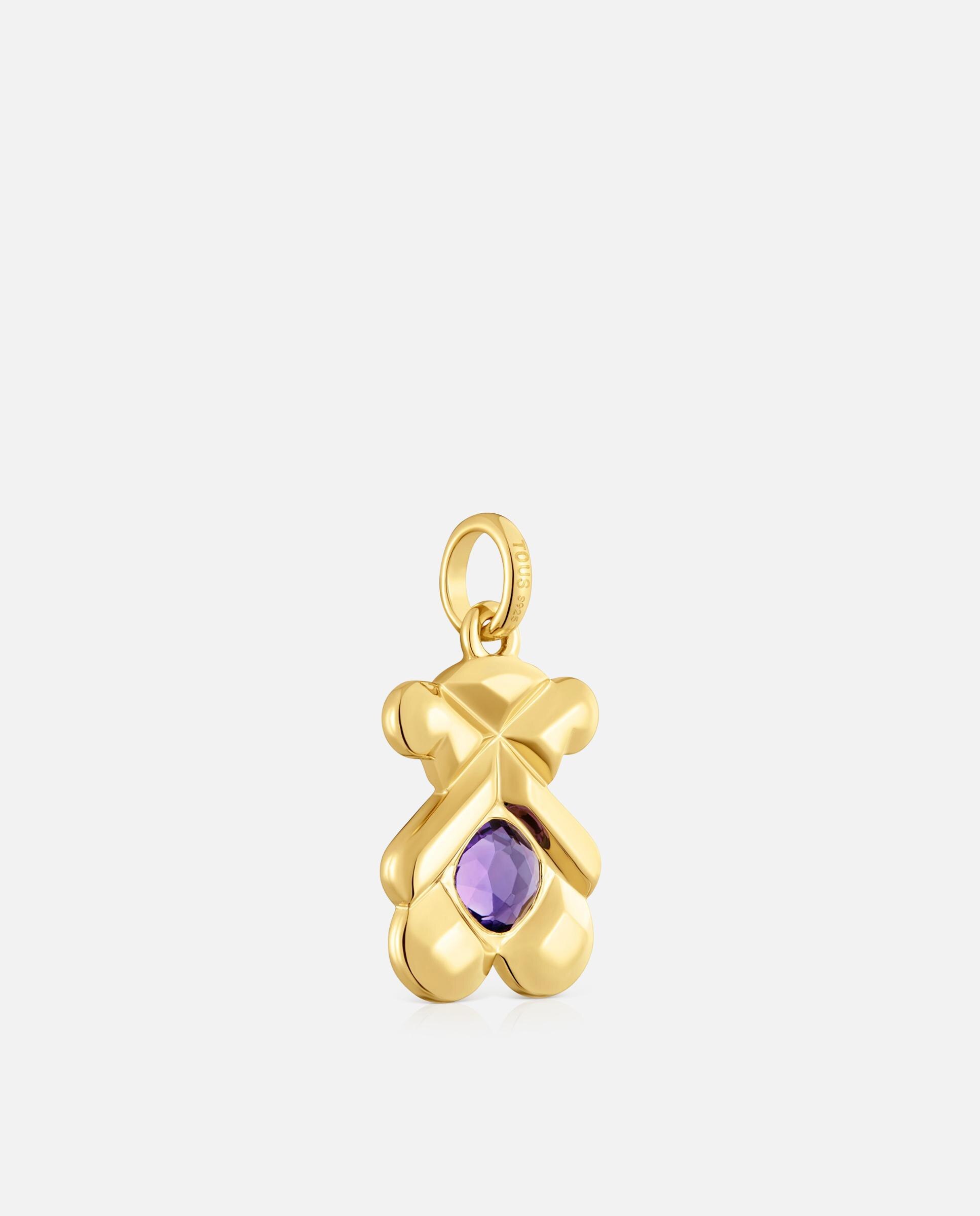 Pendente Sweet 40s Banhado em Ouro 18 Kt Sobre Prata e Ametista Roxo-3