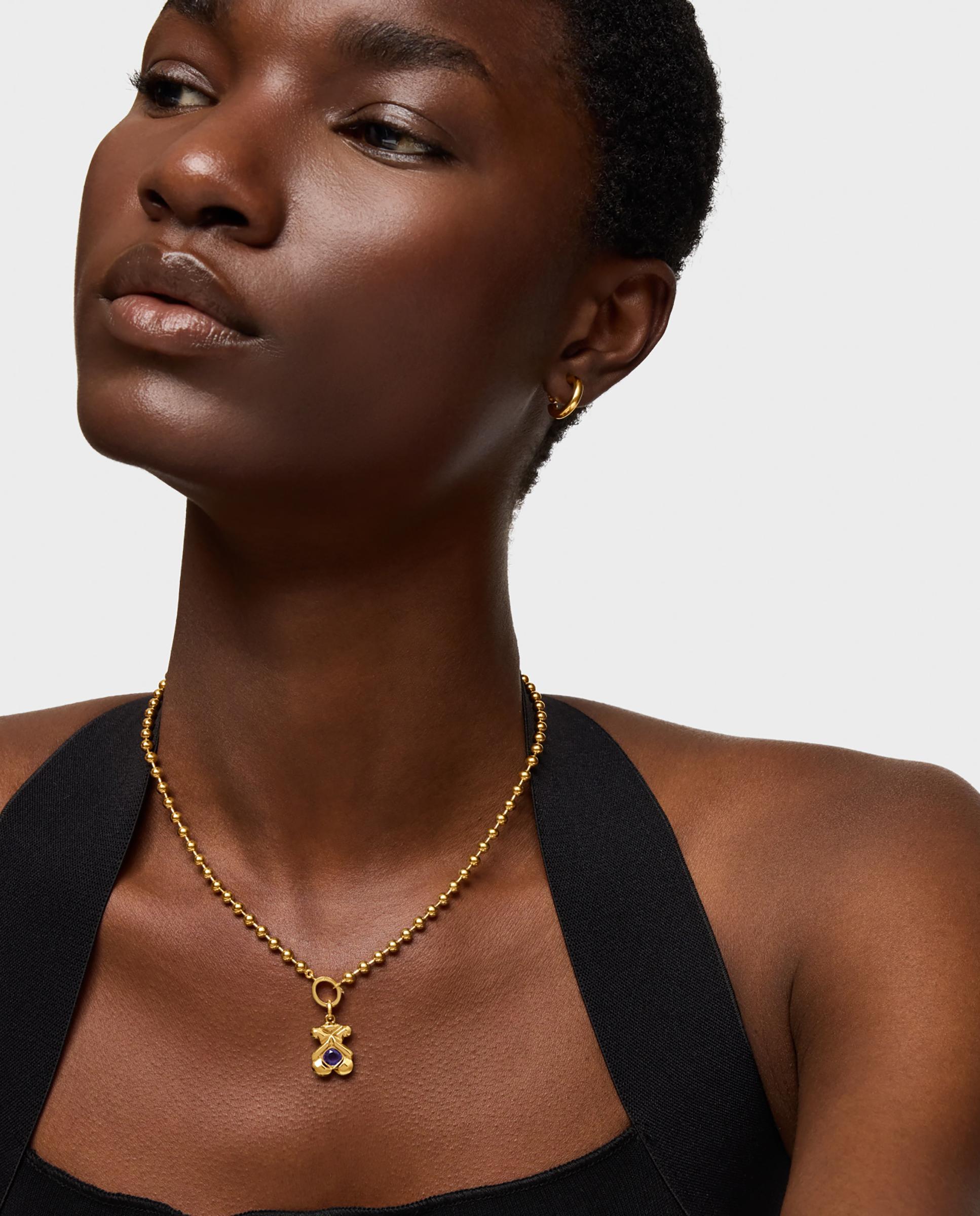 Pendente Sweet 40s Banhado em Ouro 18 Kt Sobre Prata e Ametista Roxo-4