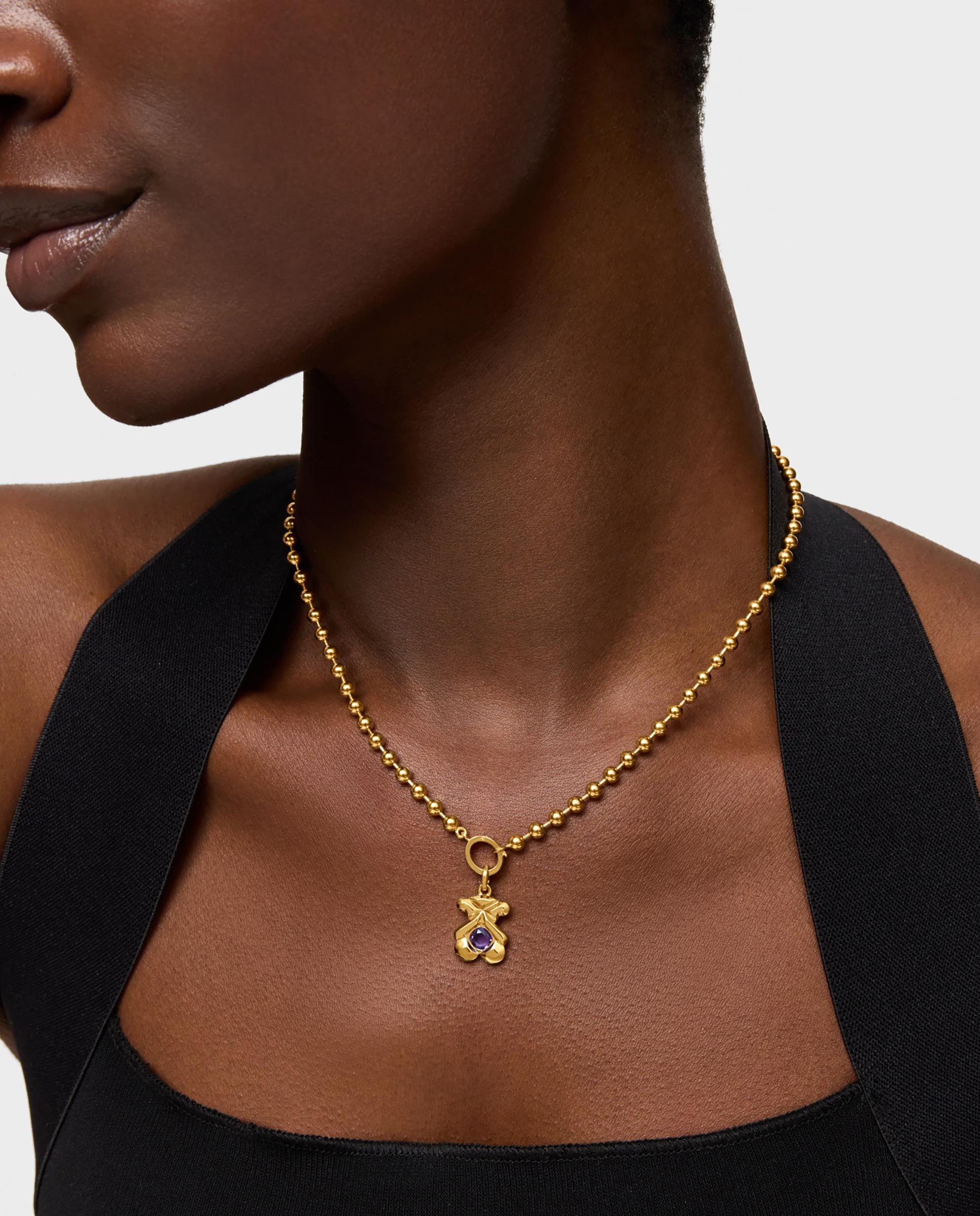 Pendente Sweet 40s Banhado em Ouro 18 Kt Sobre Prata e Ametista Roxo-6