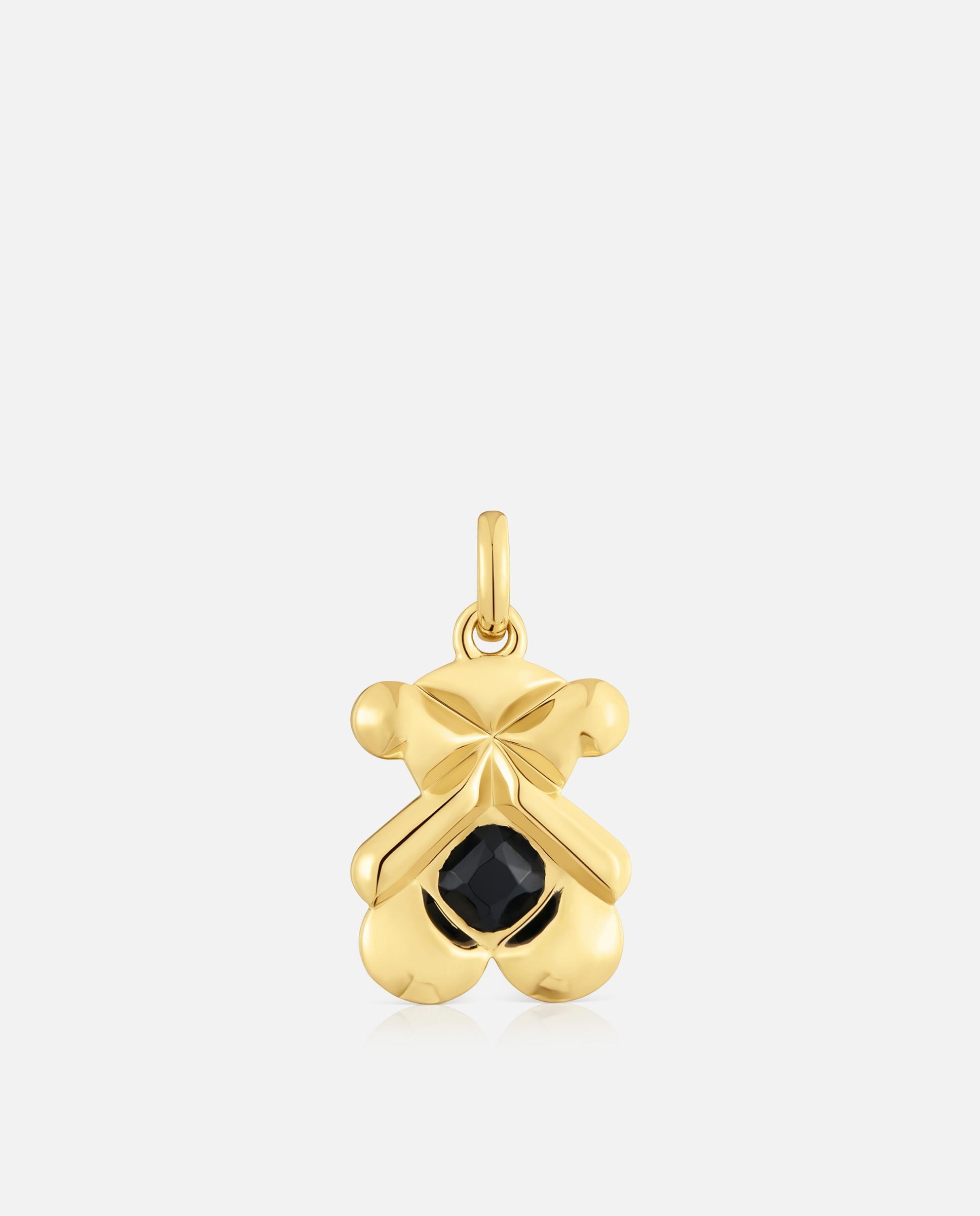 Pendente Sweet 40s Banhado a Ouro 18 Kt Sobre Prata e Ónix Preto-1