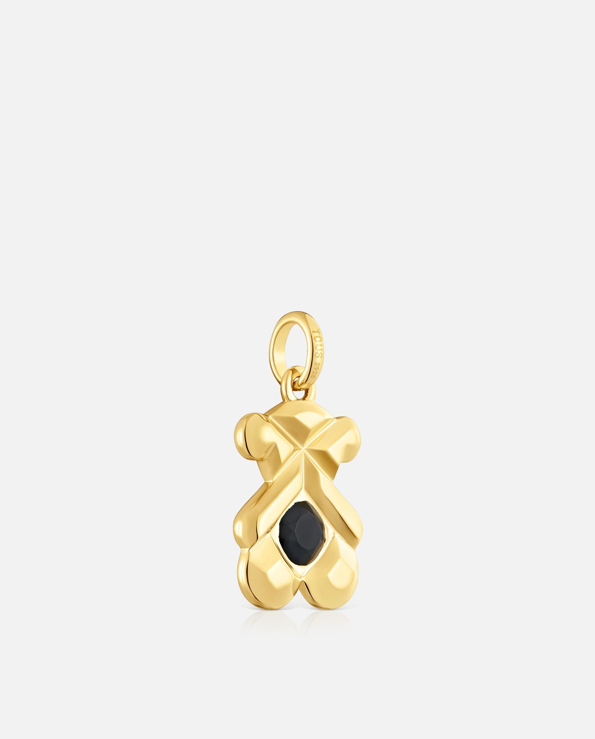 Pendente Sweet 40s Banhado a Ouro 18 Kt Sobre Prata e Ónix Preto-3