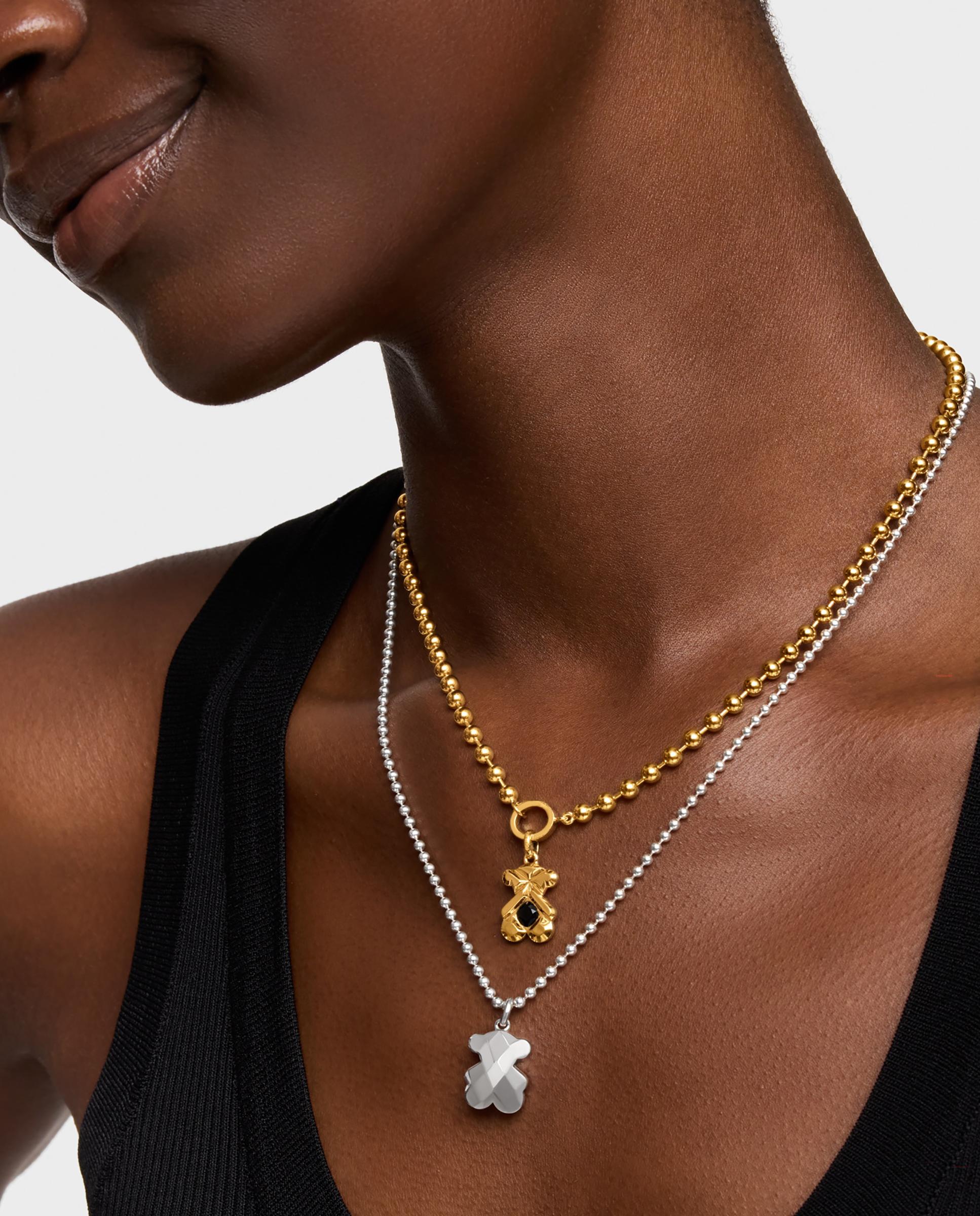 Pendente Sweet 40s Banhado a Ouro 18 Kt Sobre Prata e Ónix Preto-5