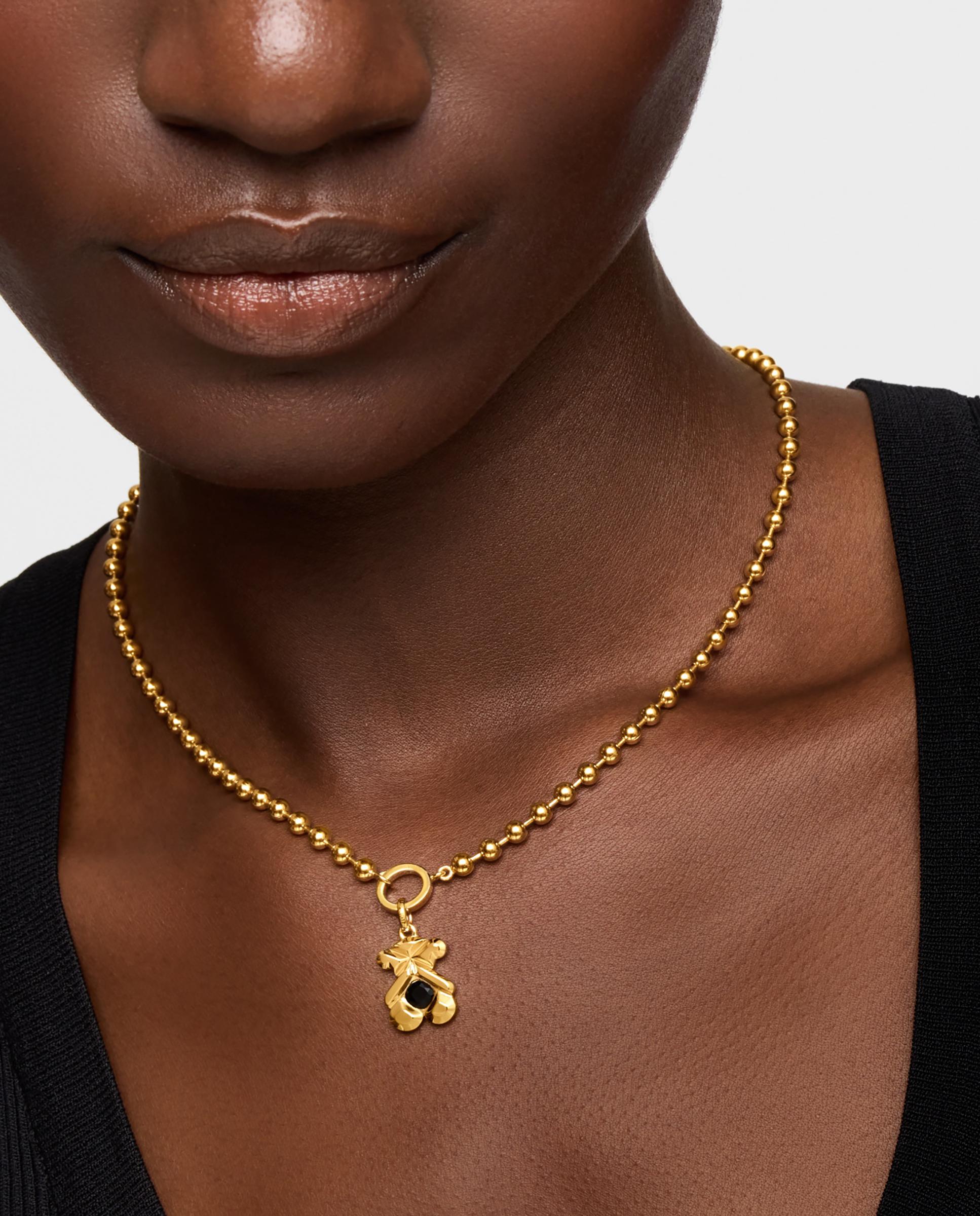 Pendente Sweet 40s Banhado a Ouro 18 Kt Sobre Prata e Ónix Preto-6