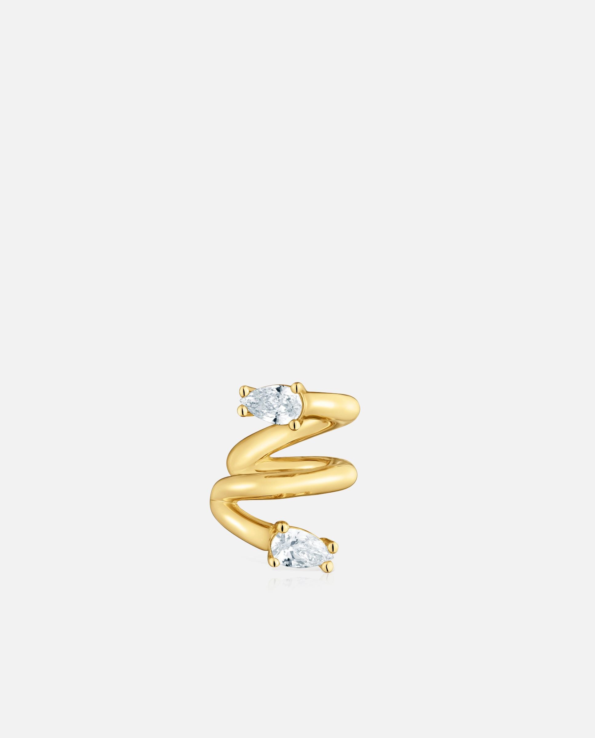 Piercing Banhado em Ouro 18 Kt Sobre Prata e Diamantes Criados em Laboratório Lio Lgd Branco-1