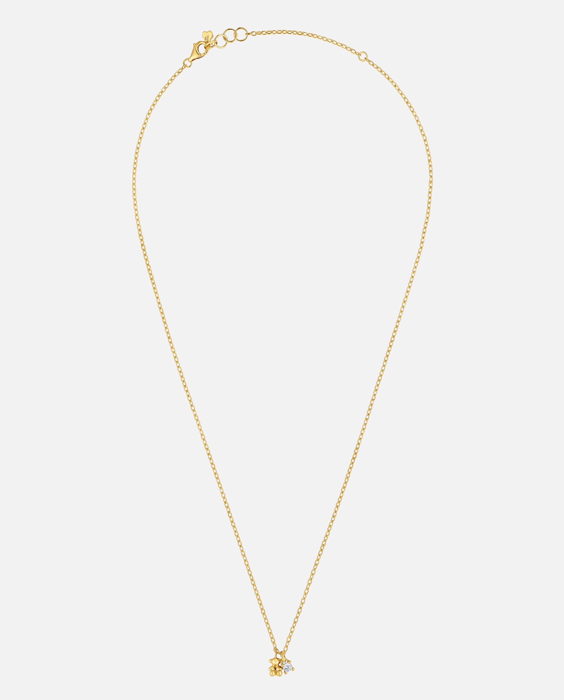 Corrente com Pendentes Bold Bear Lgd Curto Banhado a Ouro 18 Kt Sobre Prata e Diamante Criado em Laboratório Branco-1