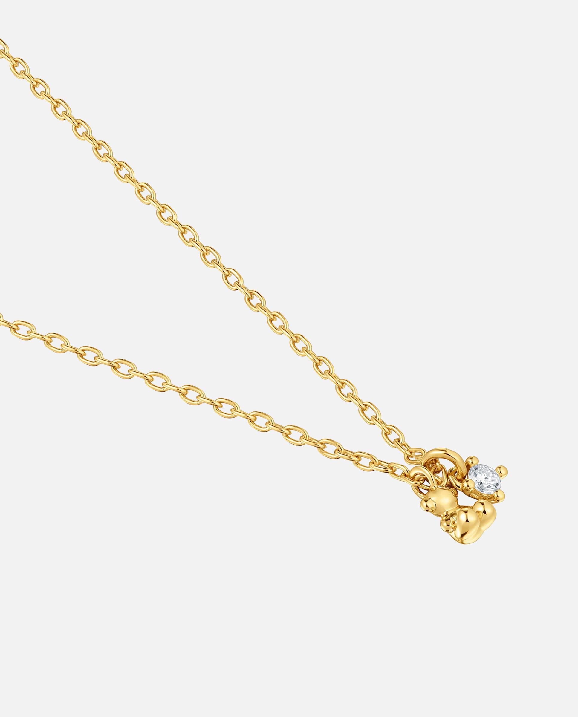 Corrente com Pendentes Bold Bear Lgd Curto Banhado a Ouro 18 Kt Sobre Prata e Diamante Criado em Laboratório Branco-2