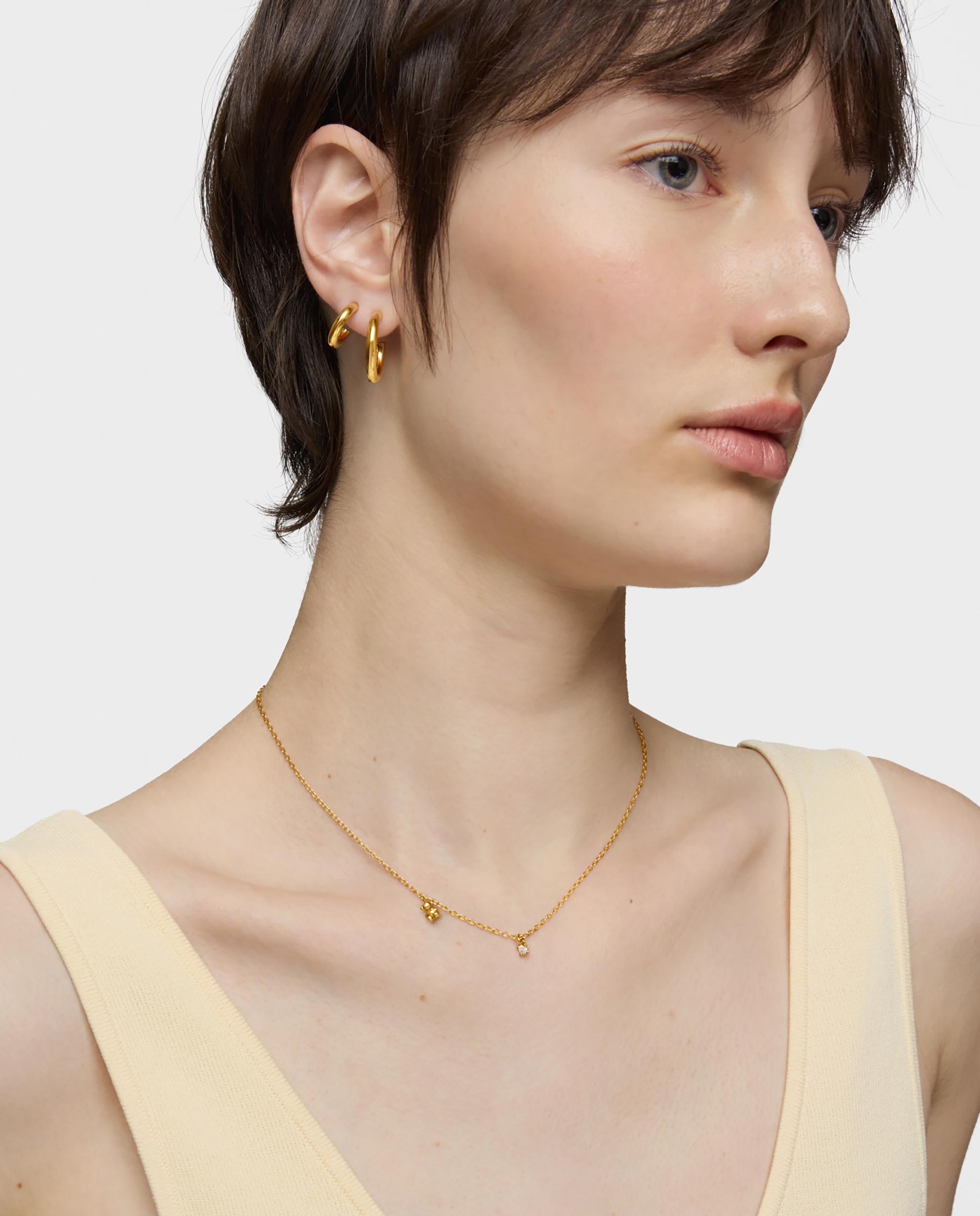 Corrente com Pendentes Bold Bear Lgd Curto Banhado a Ouro 18 Kt Sobre Prata e Diamante Criado em Laboratório Branco-3