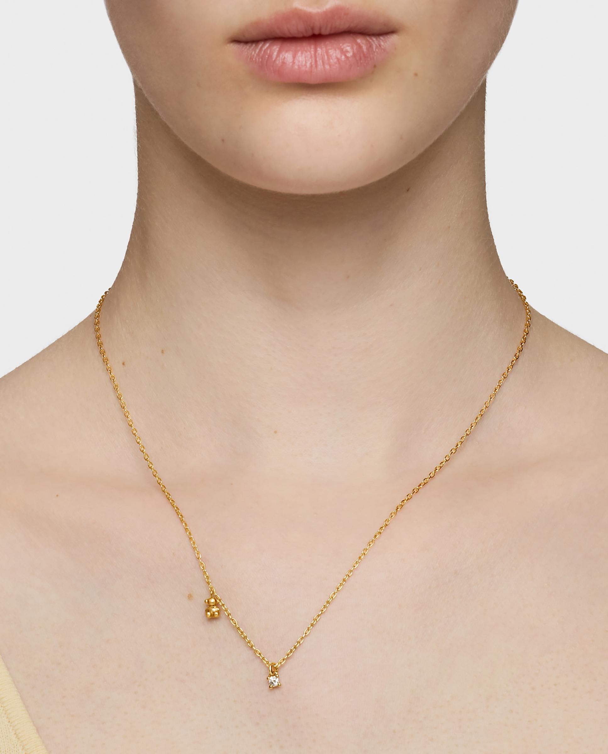Corrente com Pendentes Bold Bear Lgd Curto Banhado a Ouro 18 Kt Sobre Prata e Diamante Criado em Laboratório Branco-4