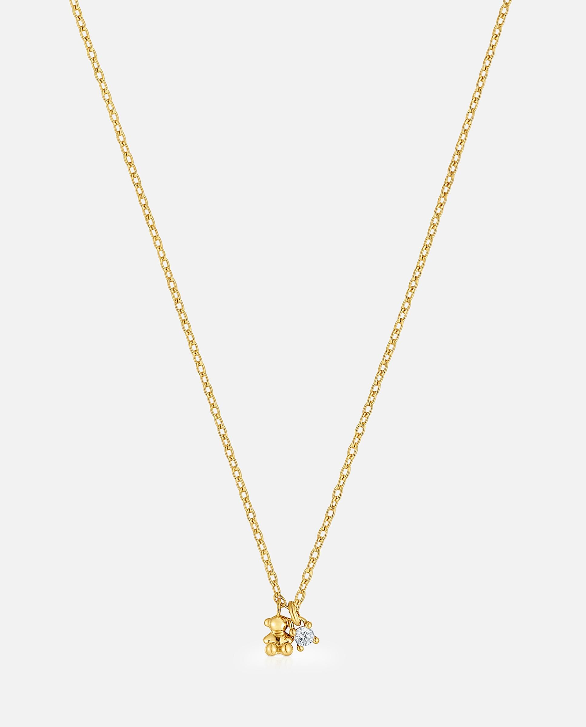 Corrente com Pendentes Bold Bear Lgd Curto Banhado a Ouro 18 Kt Sobre Prata e Diamante Criado em Laboratório Branco-6