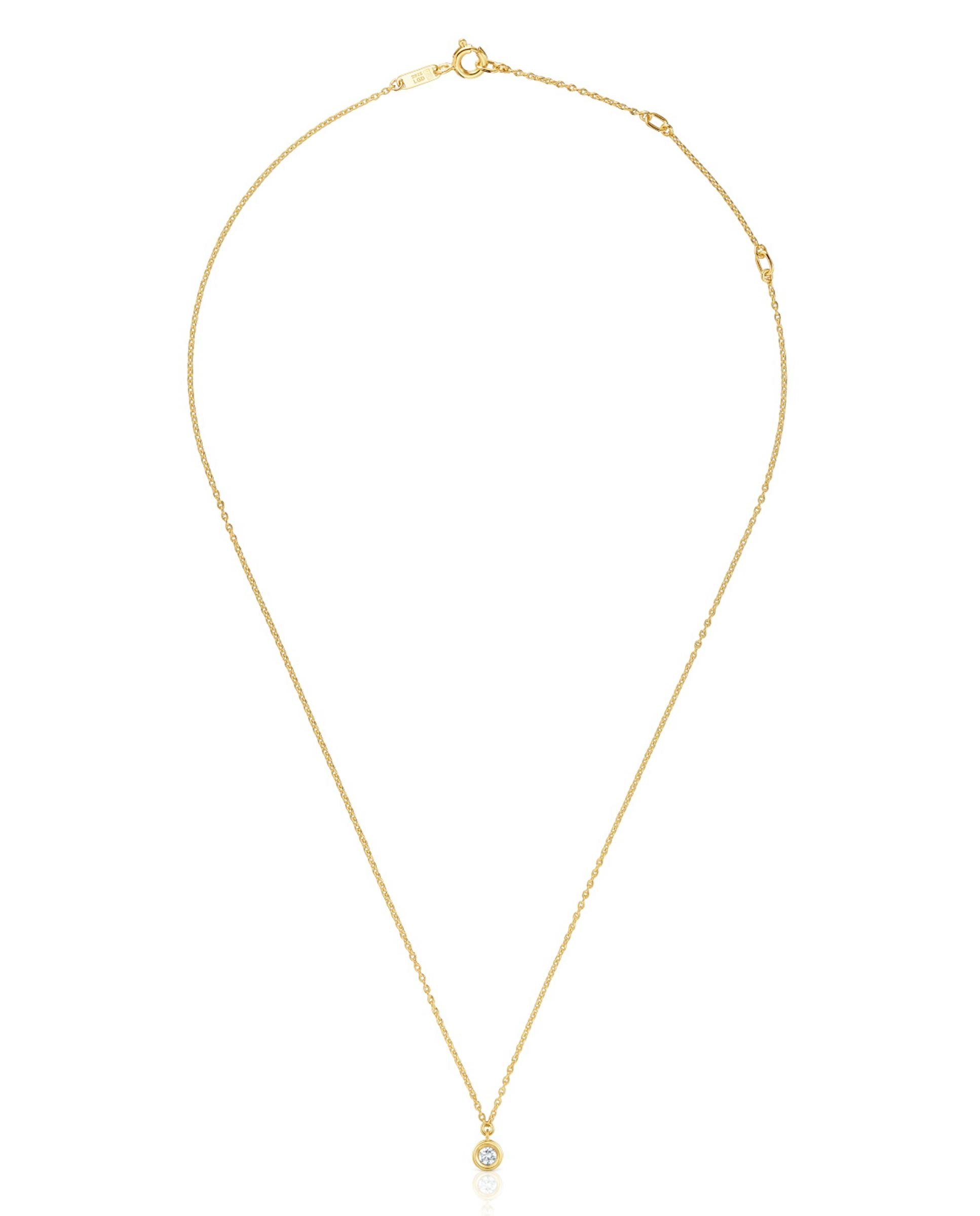 Colar Line Curto Banhado em 18 Kt Sobre Prata e Diamante Criado em Laboratório Branco-1