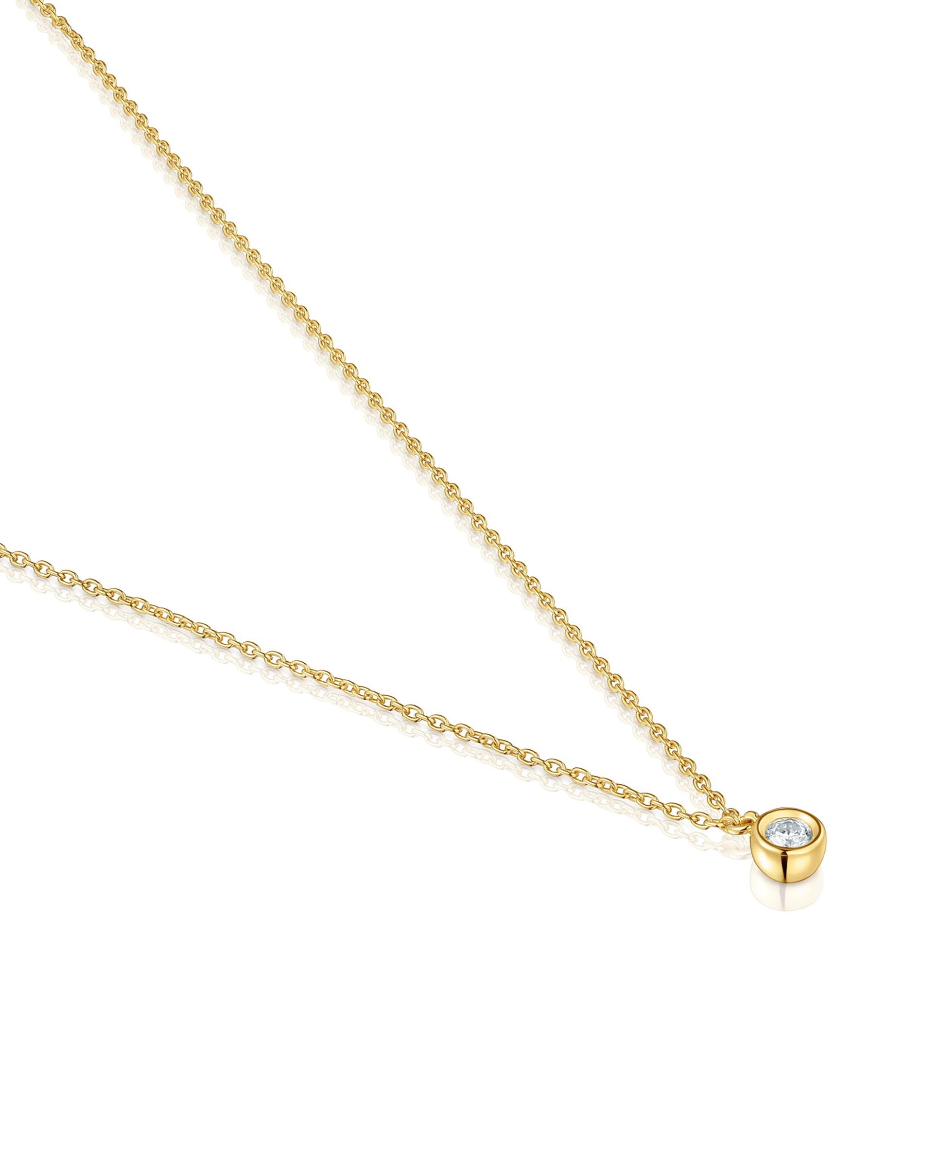 Colar Line Curto Banhado em 18 Kt Sobre Prata e Diamante Criado em Laboratório Branco-2