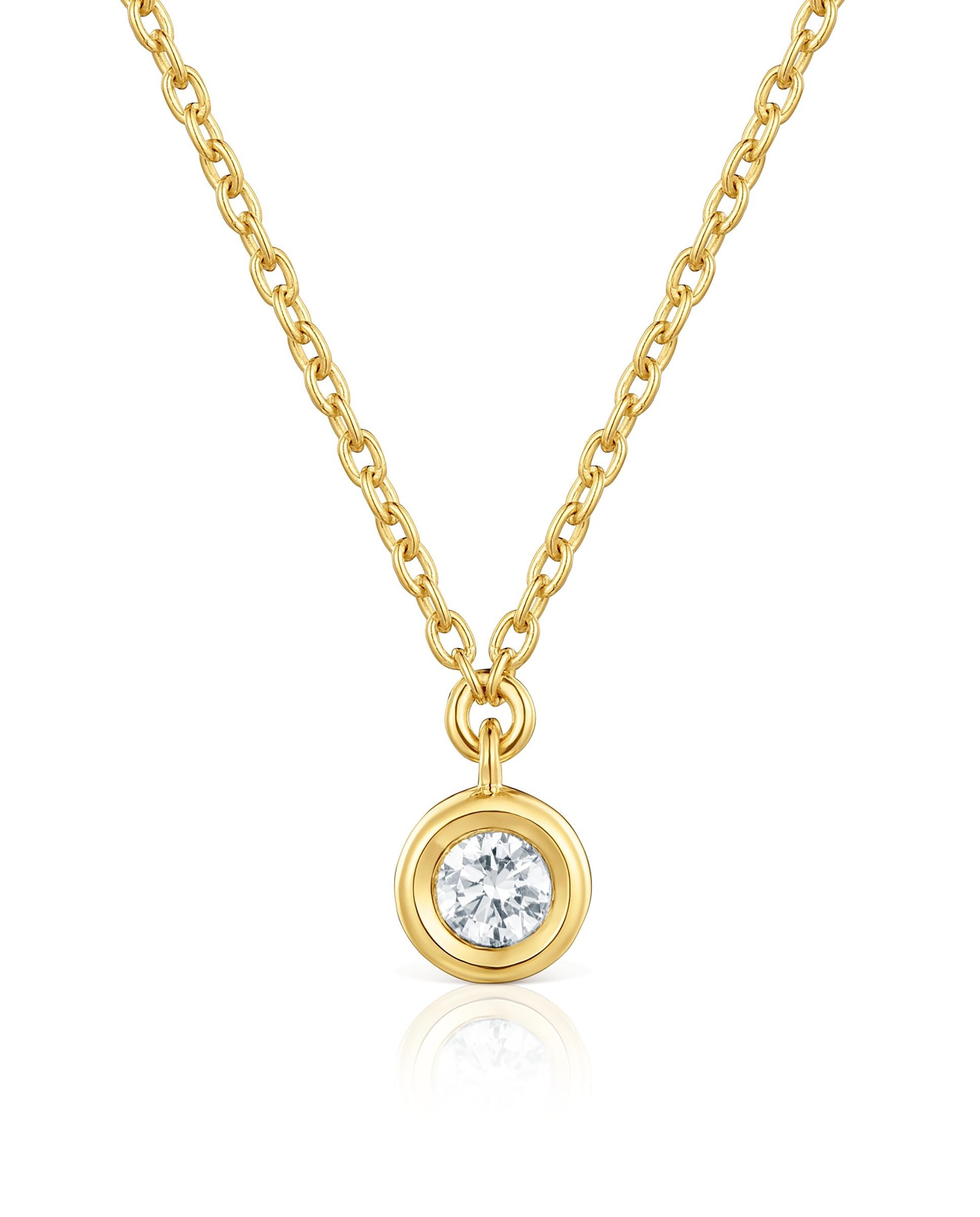 Colar Line Curto Banhado em 18 Kt Sobre Prata e Diamante Criado em Laboratório Branco-3