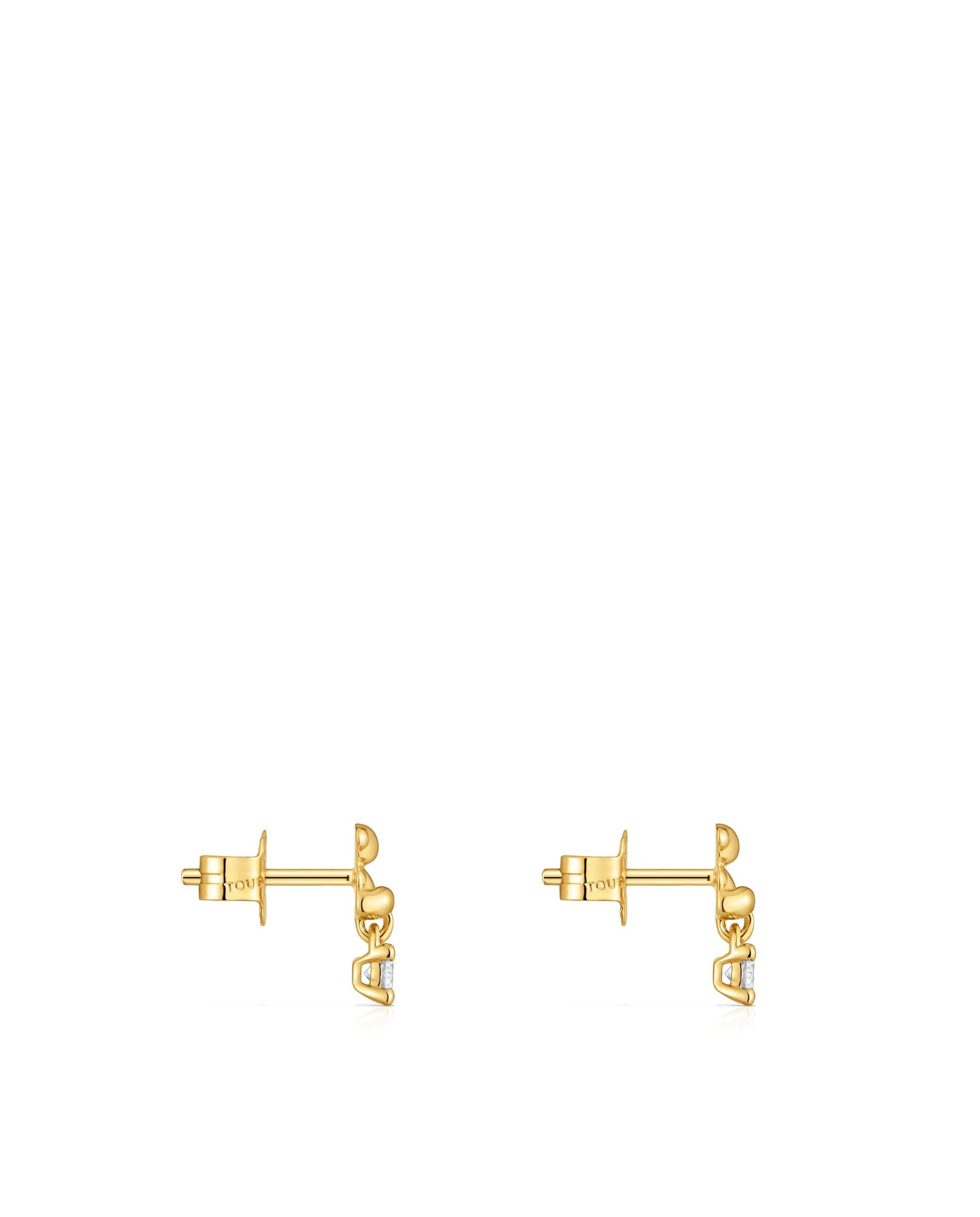 Brincos Bold Bear Lgd Urso Banhado em Ouro 18 Kt Sobre Prata e Diamantes Criados em Laboratório Branco-2