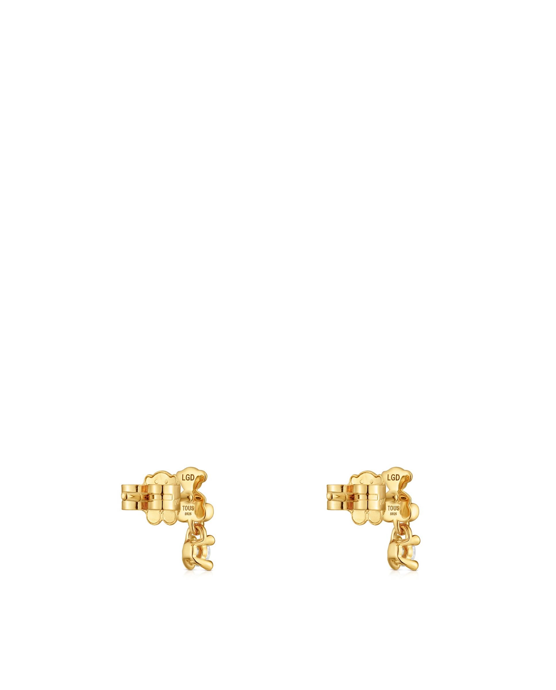 Brincos Bold Bear Lgd Urso Banhado em Ouro 18 Kt Sobre Prata e Diamantes Criados em Laboratório Branco-3