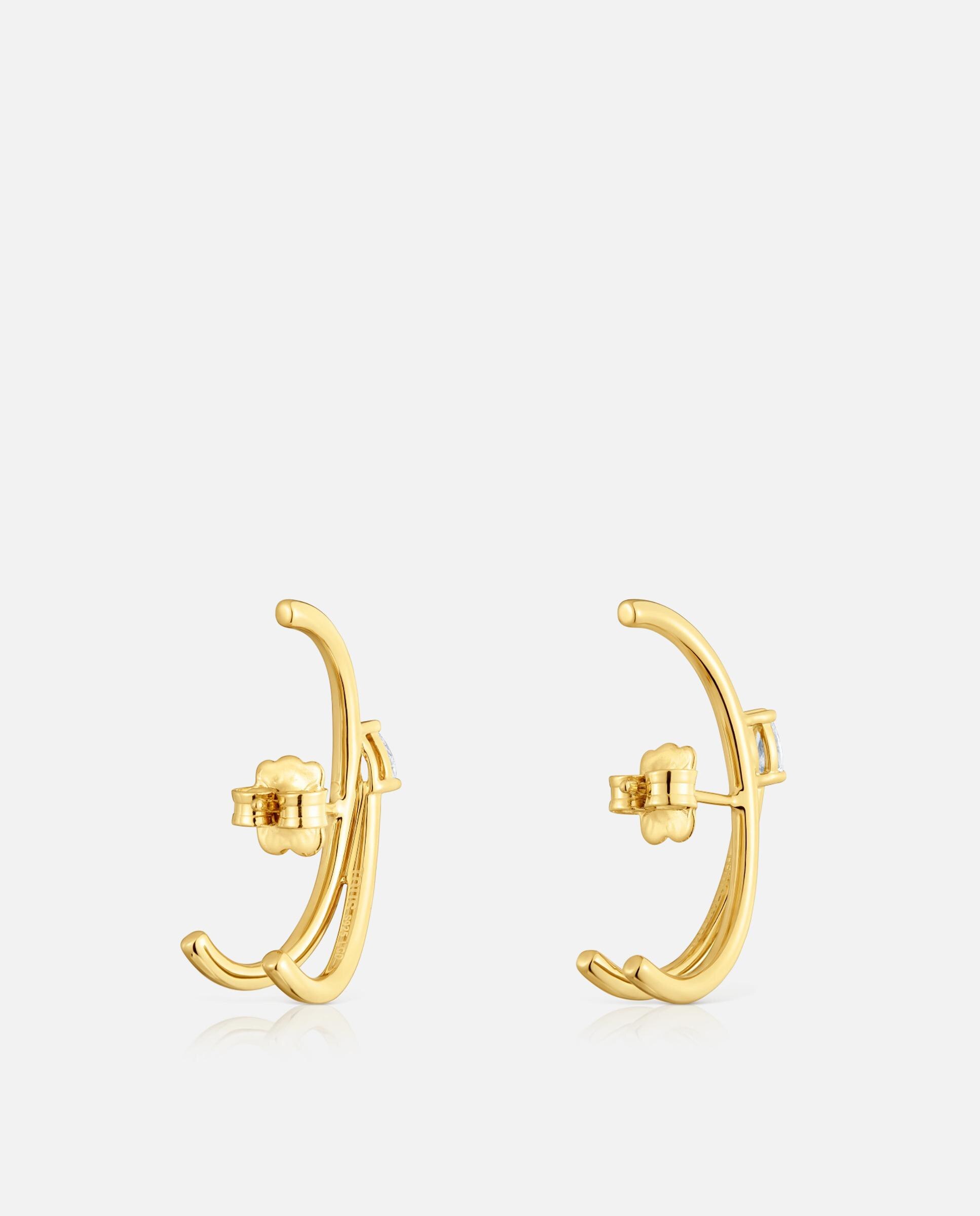 Brincos de Argola com Banho de Ouro 18 Kt Sobre Prata e Diamantes Criados em Laboratório Lio Lgd Branco-3