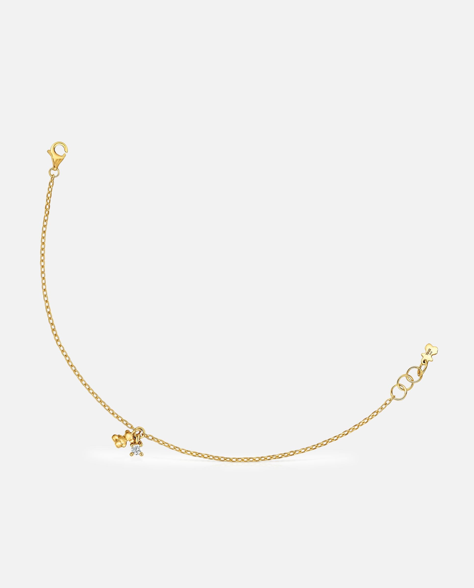 Pulseira de Corrente Bold Bear Lgd Banhada a Ouro 18 Kt Sobre Prata e Diamante Criado em Laboratório Branco-1