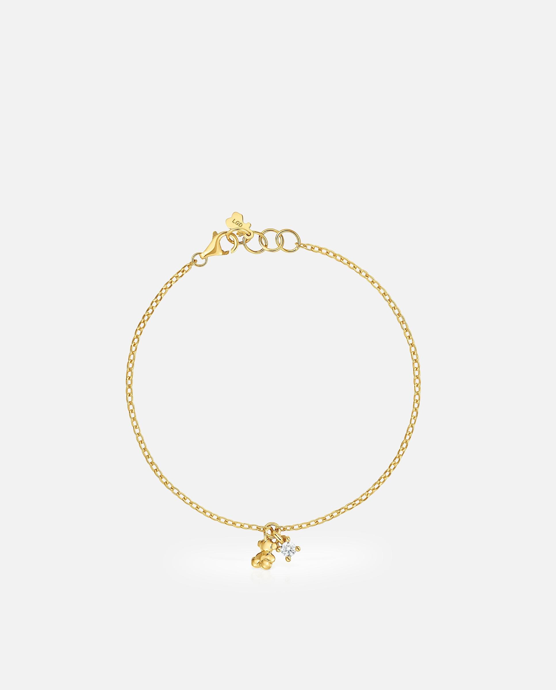Pulseira de Corrente Bold Bear Lgd Banhada a Ouro 18 Kt Sobre Prata e Diamante Criado em Laboratório Branco-2