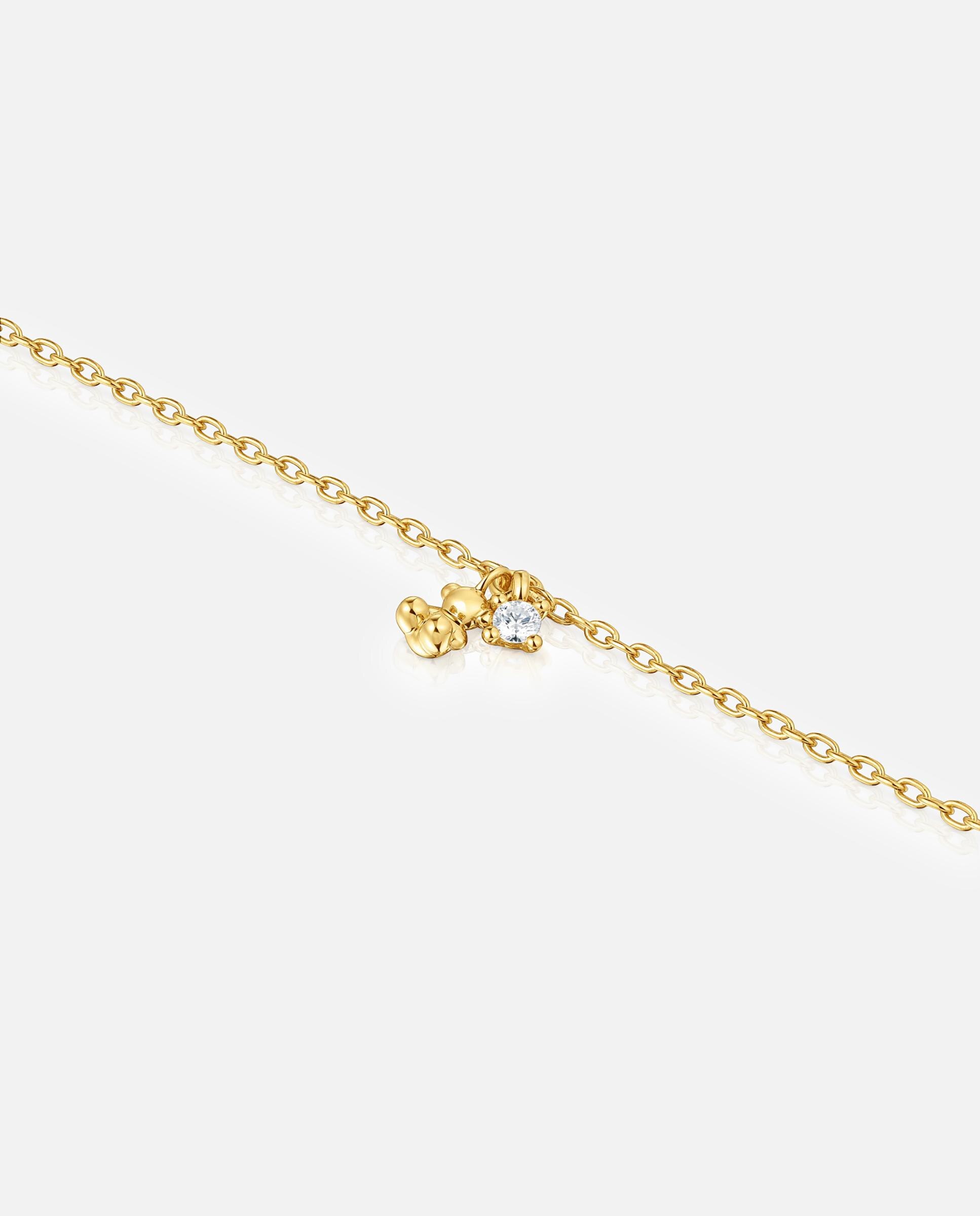 Pulseira de Corrente Bold Bear Lgd Banhada a Ouro 18 Kt Sobre Prata e Diamante Criado em Laboratório Branco-3