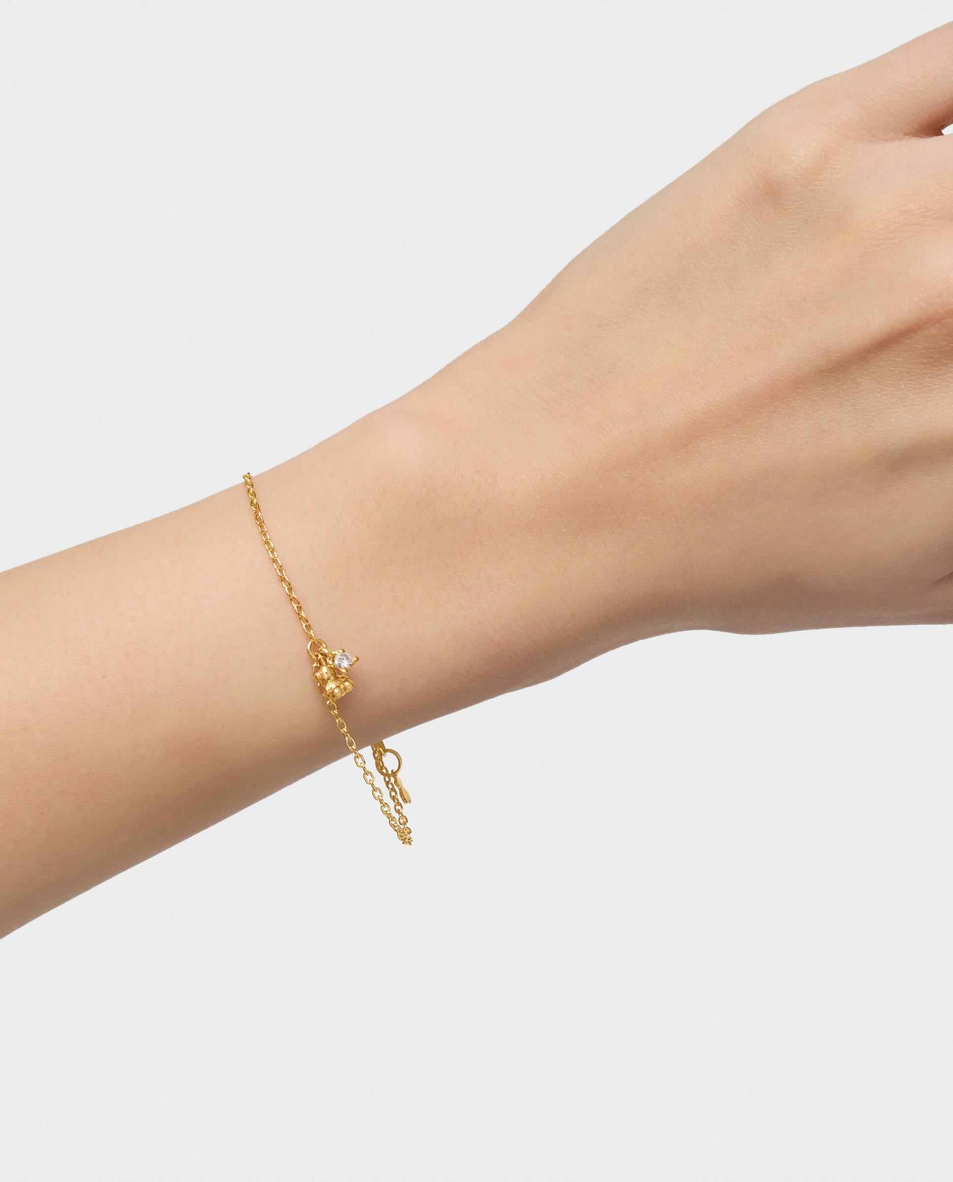 Pulseira de Corrente Bold Bear Lgd Banhada a Ouro 18 Kt Sobre Prata e Diamante Criado em Laboratório Branco-5