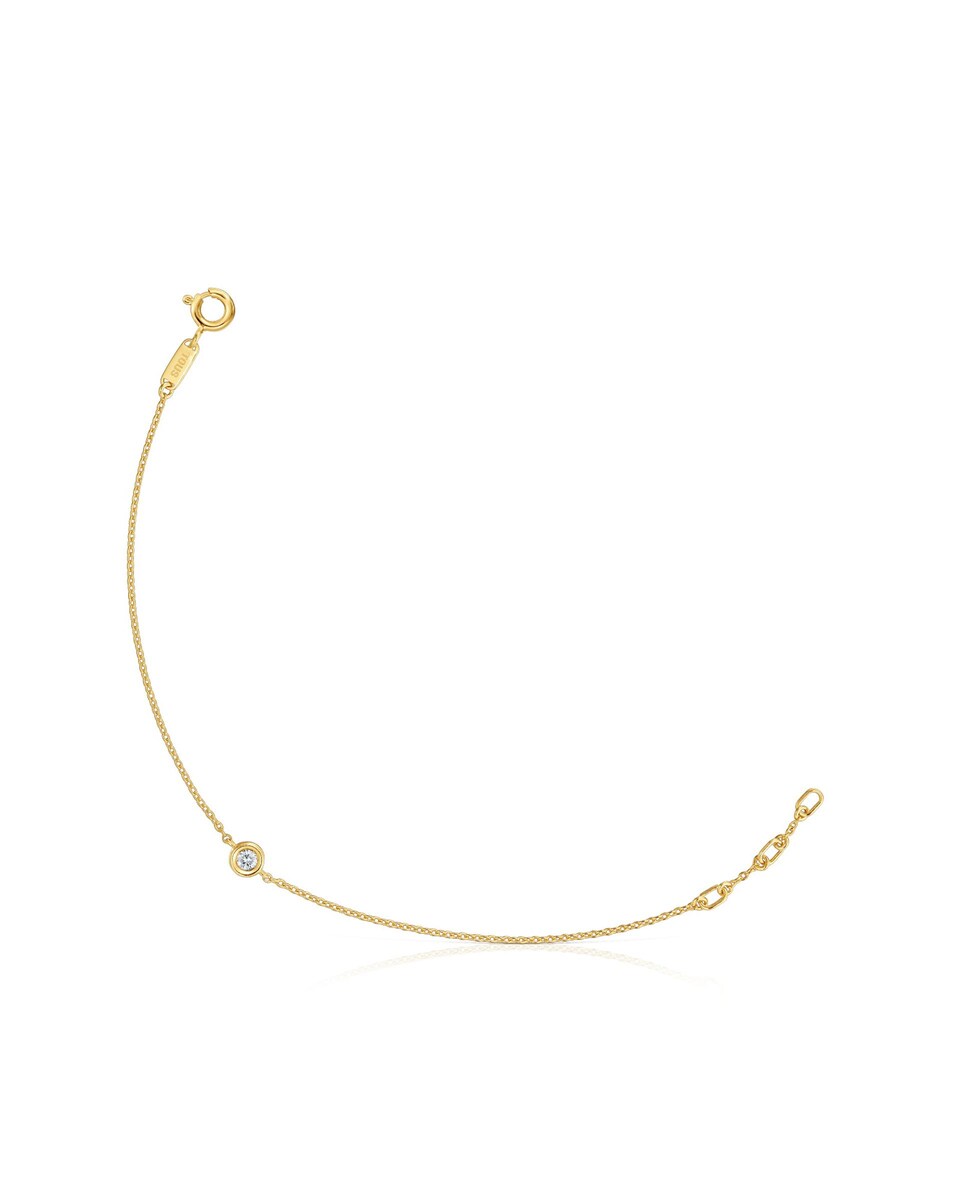 Pulseira Line Corrente Banhada em 18 Kt Sobre Prata e Diamante Criado em Laboratório Branco-1