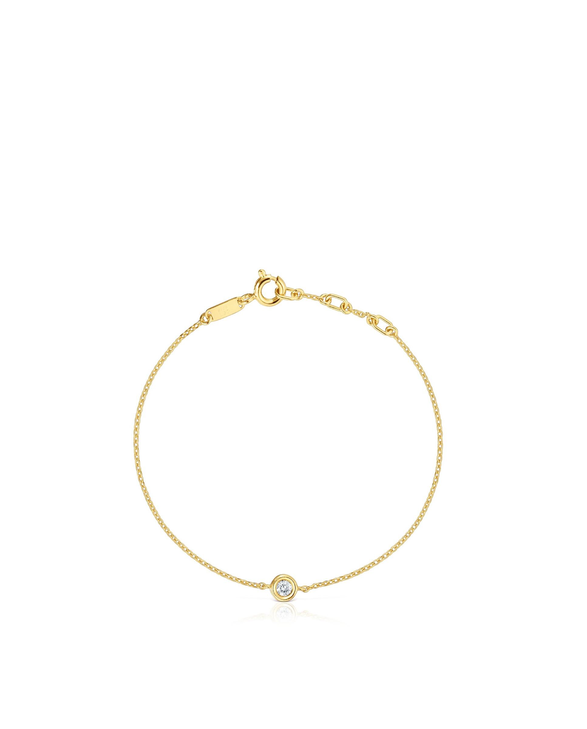 Pulseira de Corrente Line Banhada em 18 Kt Sobre Prata e Diamante Criado em Laboratório Branco-2