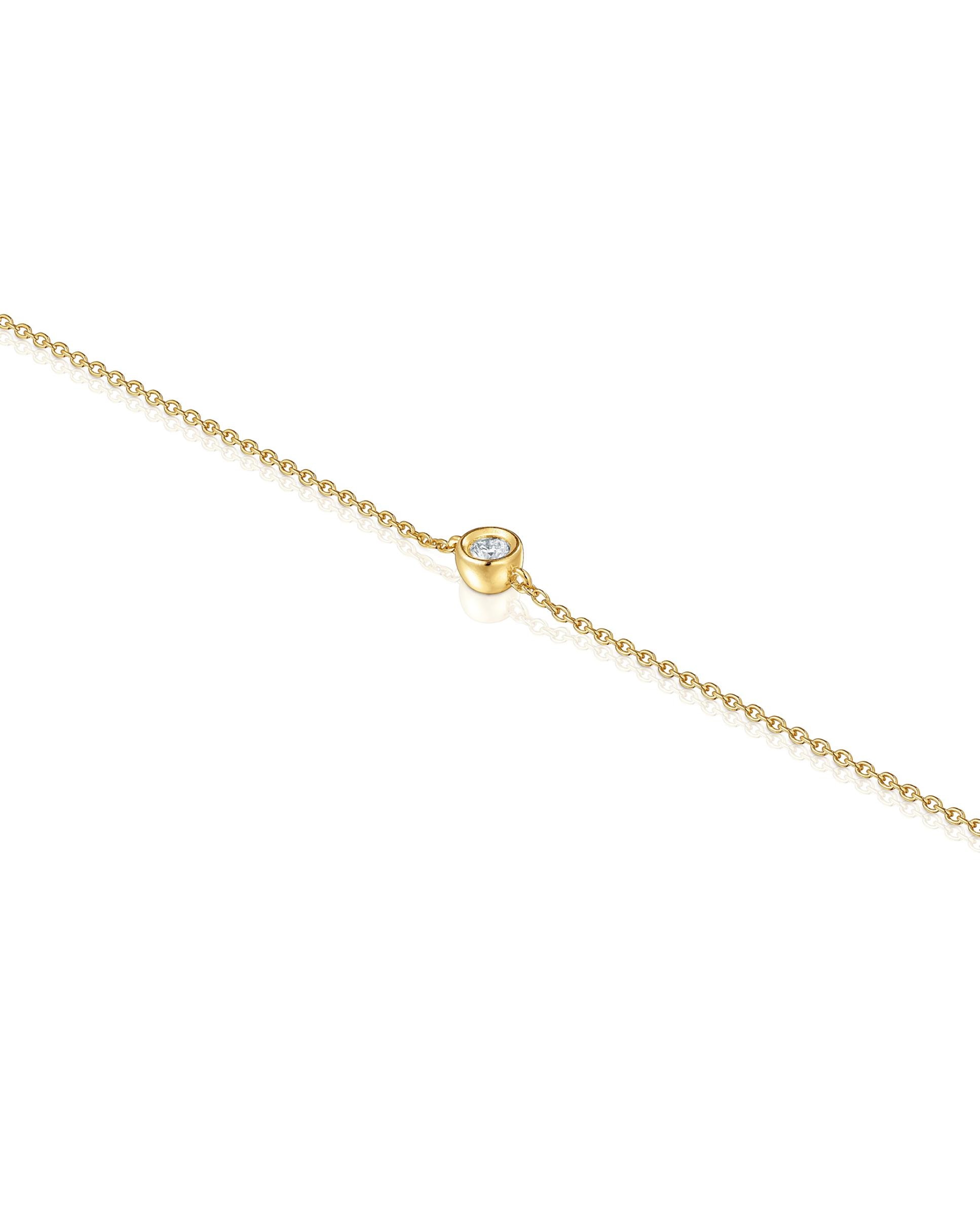 Pulseira de Corrente Line Banhada em 18 Kt Sobre Prata e Diamante Criado em Laboratório Branco-3