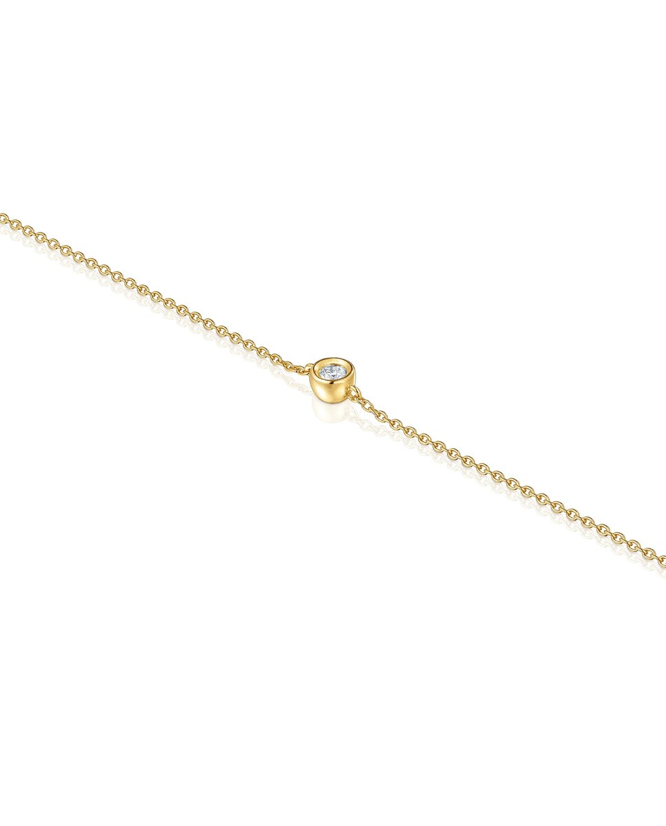 Pulseira Line Corrente Banhada em 18 Kt Sobre Prata e Diamante Criado em Laboratório Branco-3