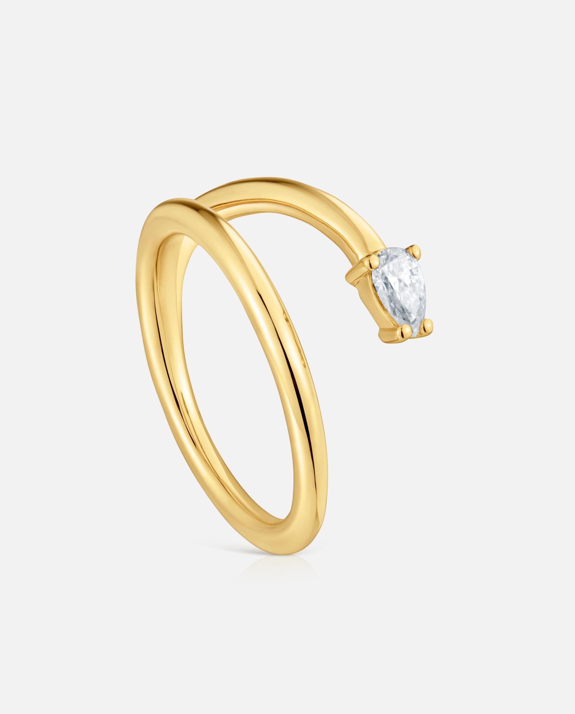 Anel Lio Lgd Banhado a Ouro 18 Kt Sobre Prata e Diamante Criado em Laboratório Branco-1