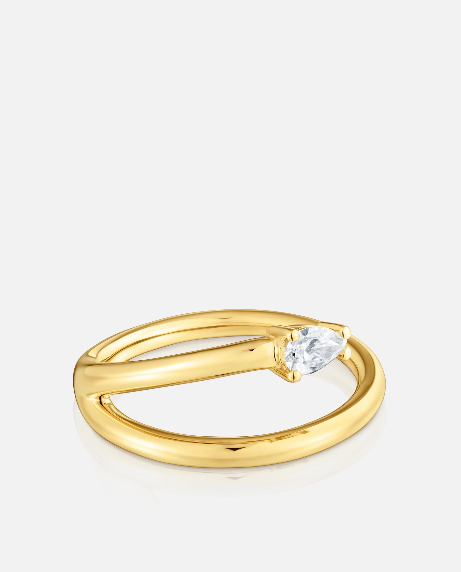 Anel Lio Lgd Banhado a Ouro 18 Kt Sobre Prata e Diamante Criado em Laboratório Branco-2