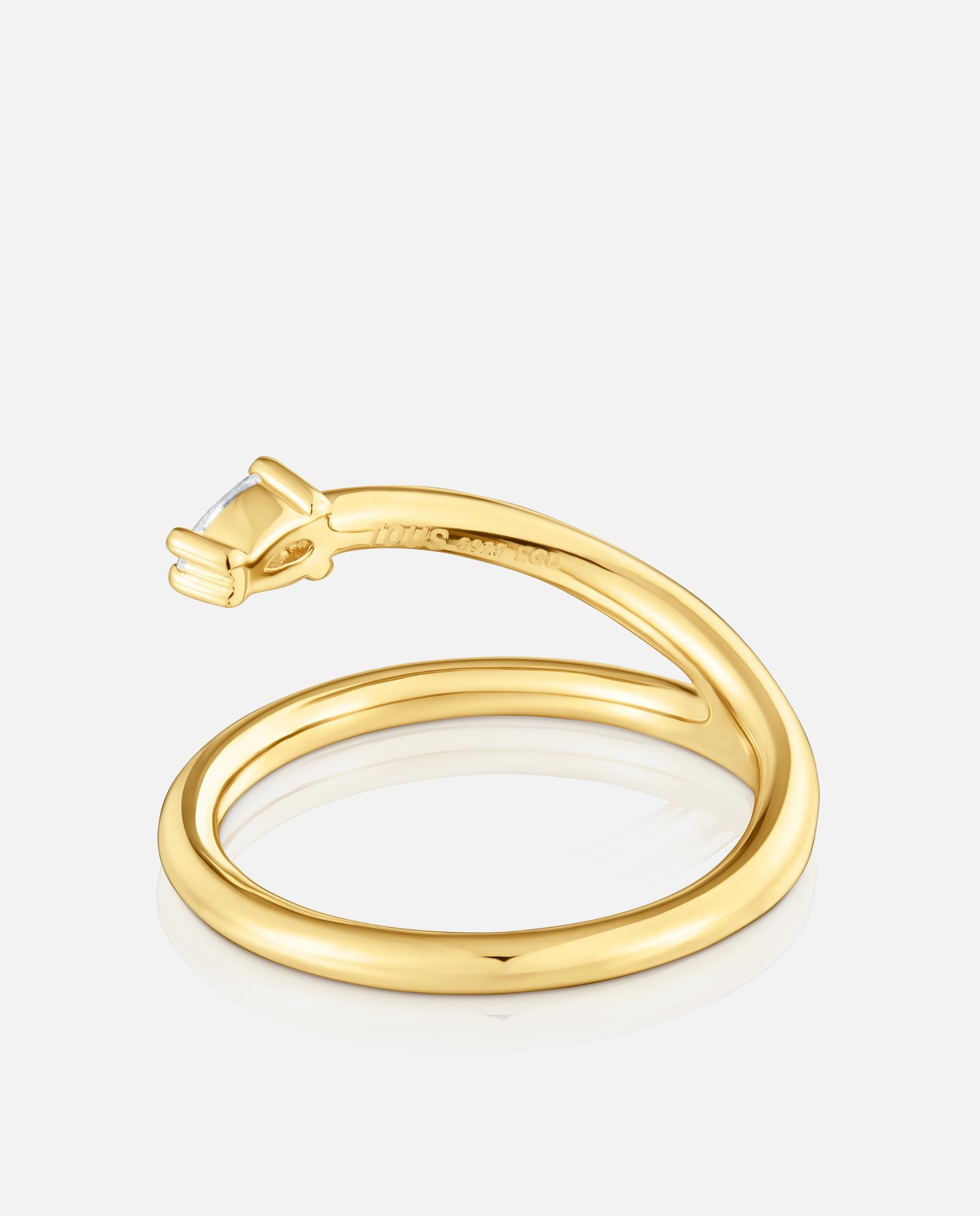 Anel Lio Lgd Banhado a Ouro 18 Kt Sobre Prata e Diamante Criado em Laboratório Branco-3