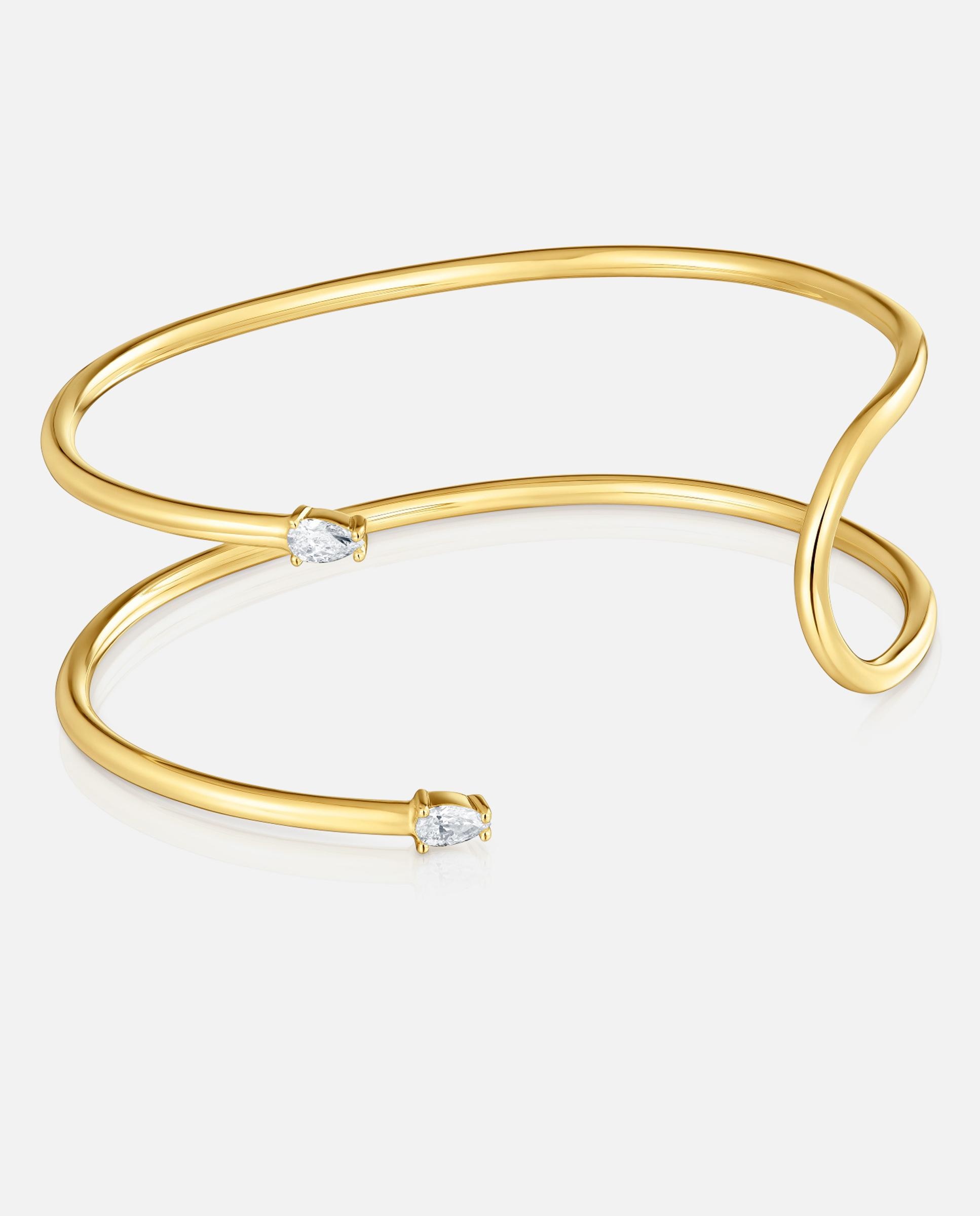 Pulseira Rígida Lio Lgd com Banho de Ouro 18 Kt Sobre Prata e Diamantes Criados em Laboratório Branco-1