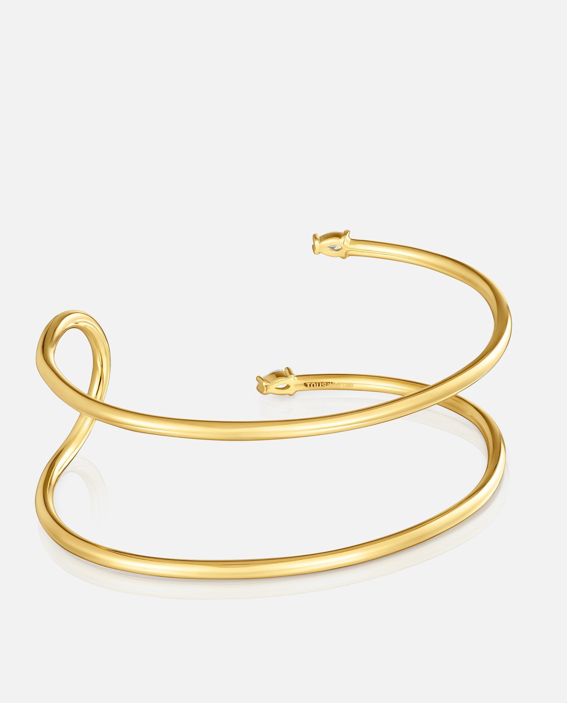 Pulseira Rígida Lio Lgd com Banho de Ouro 18 Kt Sobre Prata e Diamantes Criados em Laboratório Branco-3