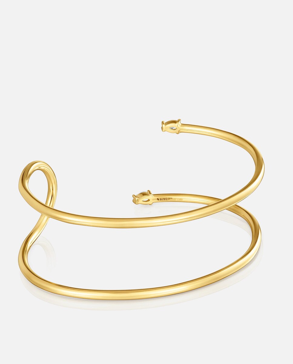 Pulseira Esclava Lio Lgd com Banho de Ouro 18 Kt Sobre Prata e Diamantes Criados em Laboratório Branco-3