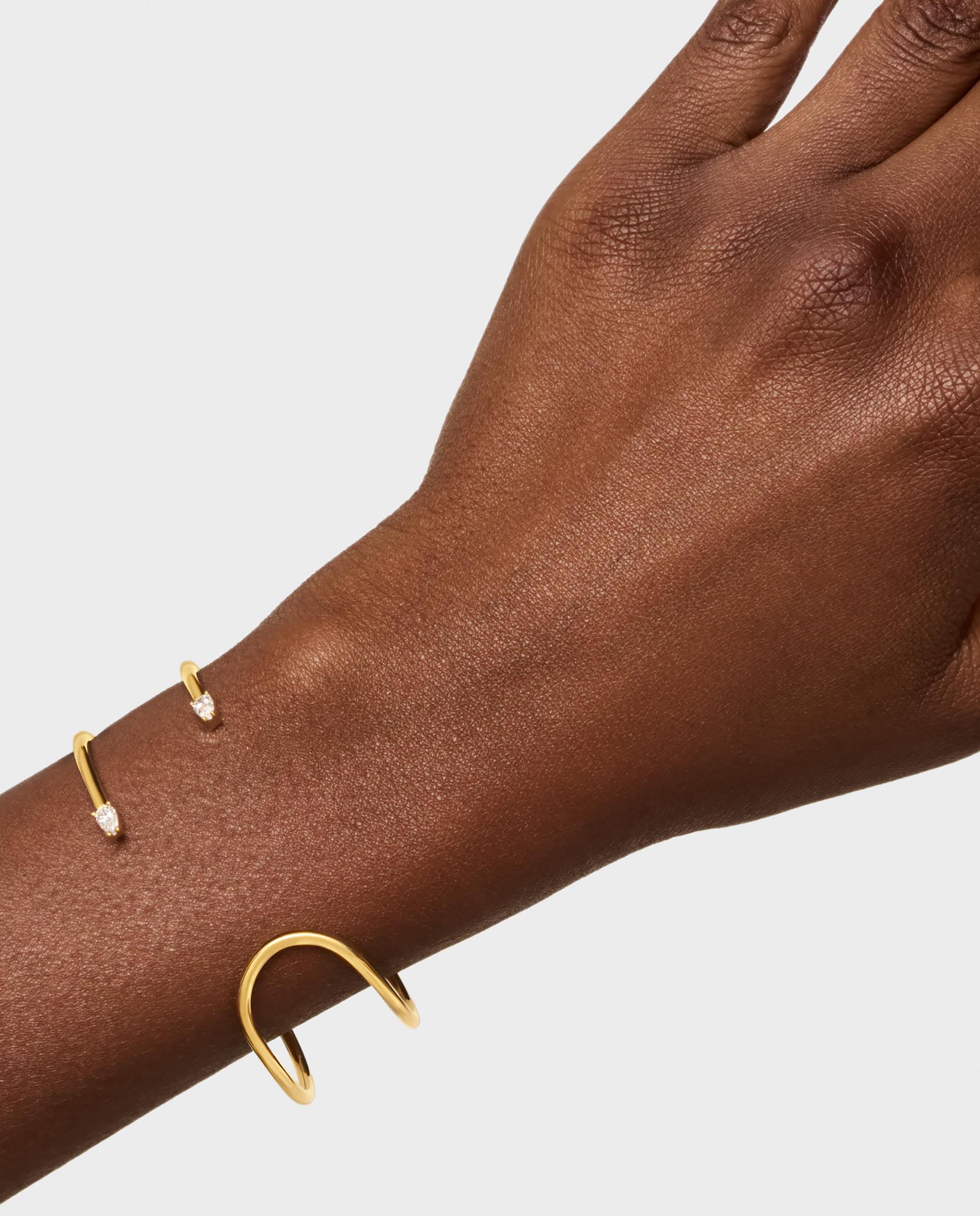 Pulseira Rígida Lio Lgd com Banho de Ouro 18 Kt Sobre Prata e Diamantes Criados em Laboratório Branco-4