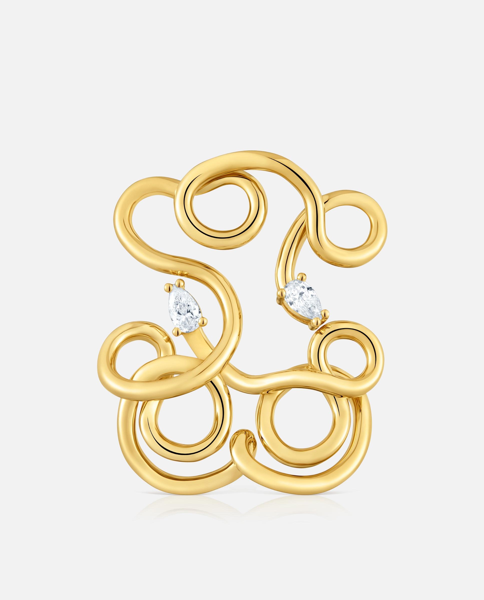 Pendentes Lio Lgd Urso Banhado em Ouro 18 Kt Sobre Prata e Diamantes Criados em Laboratório 35 Mm Branco-1