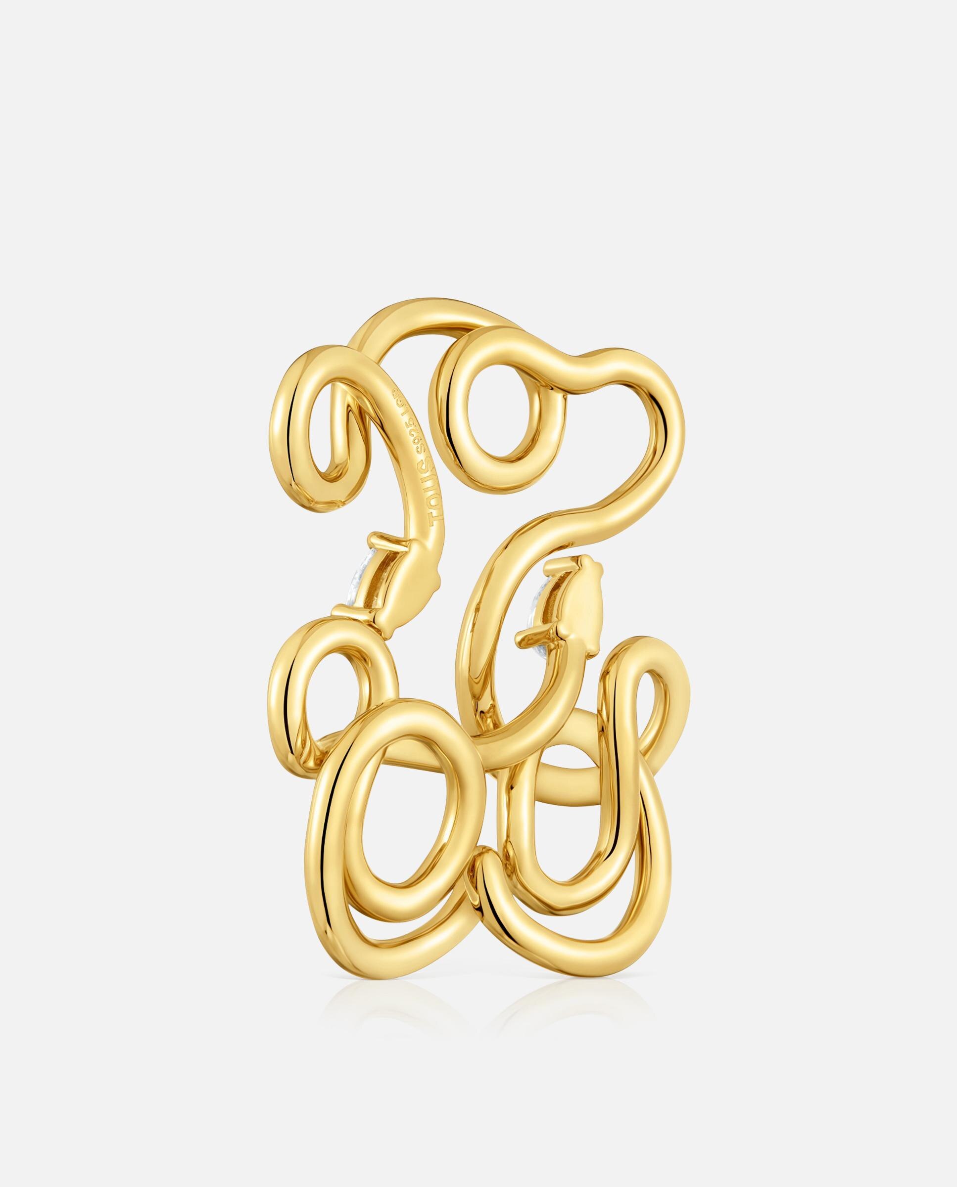 Pendentes Lio Lgd Urso Banhado em Ouro 18 Kt Sobre Prata e Diamantes Criados em Laboratório 35 Mm Branco-3
