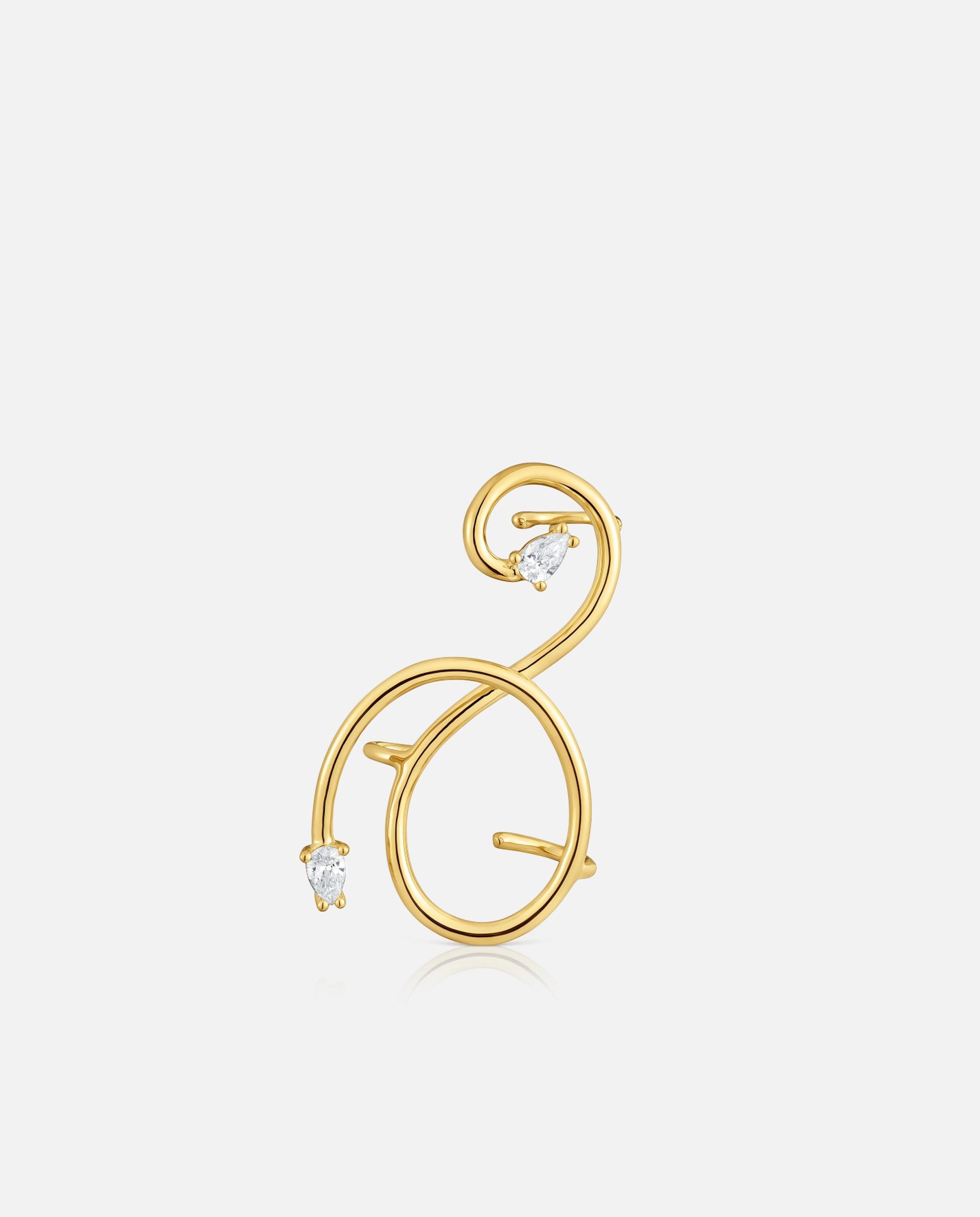 Imagem 0 de Pendentes Trepador Espiral com Banho de Ouro 18 Kt Sobre Prata e Diamantes Criados em Laboratório Lio Lgd