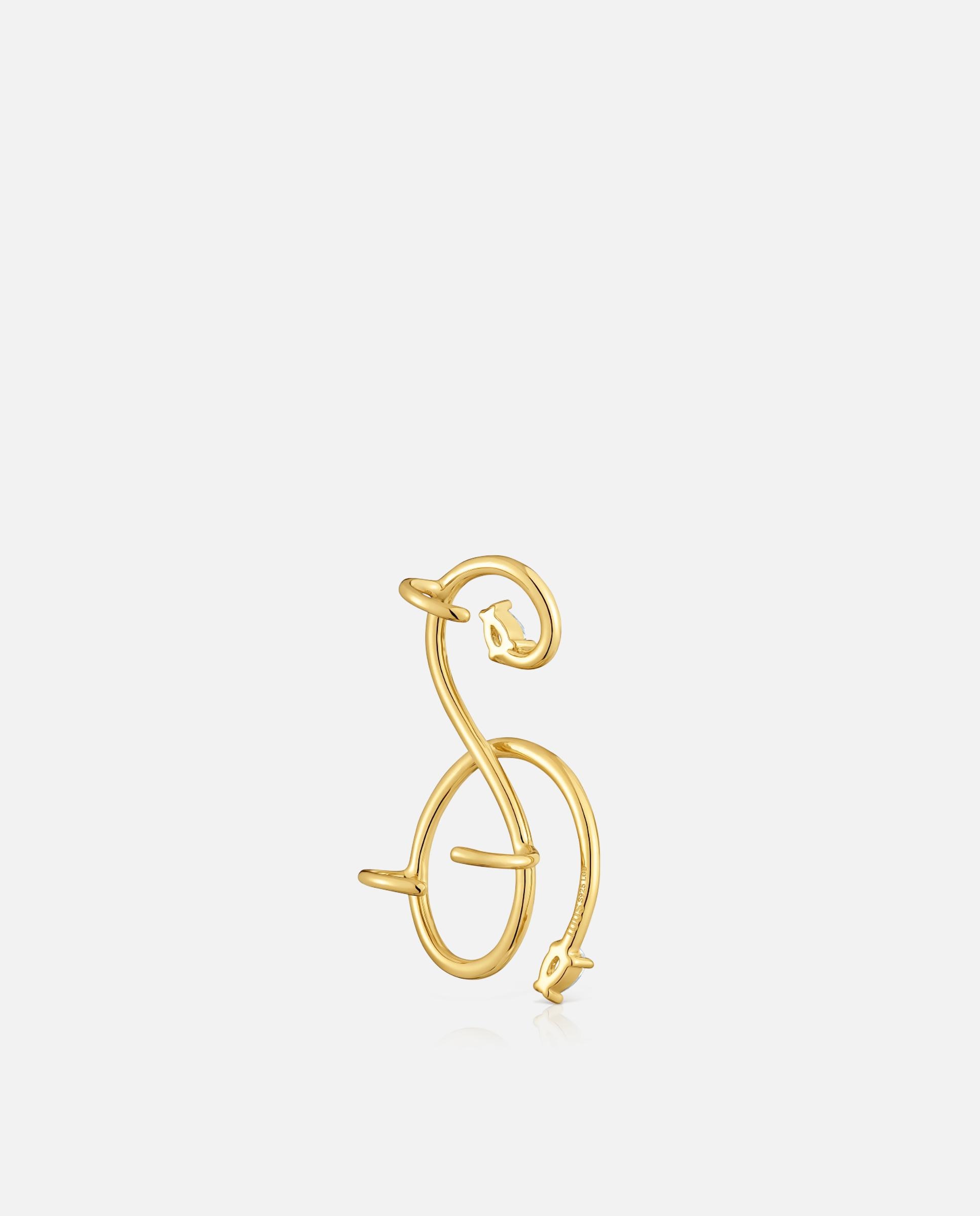 Pendentes Trepador Espiral com Banho de Ouro 18 Kt Sobre Prata e Diamantes Criados em Laboratório Lio Lgd Branco-3