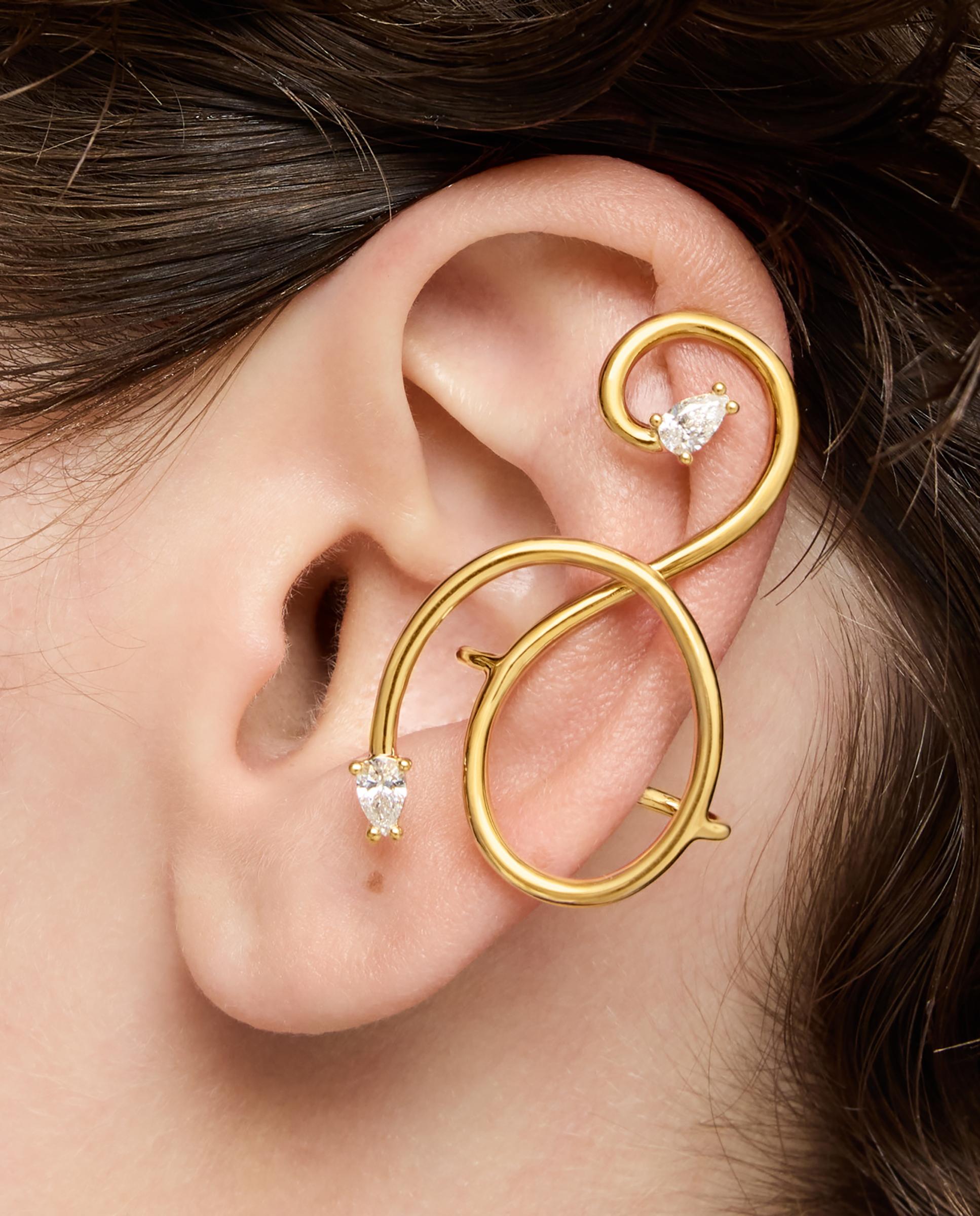Pendentes Trepador Espiral com Banho de Ouro 18 Kt Sobre Prata e Diamantes Criados em Laboratório Lio Lgd Branco-5