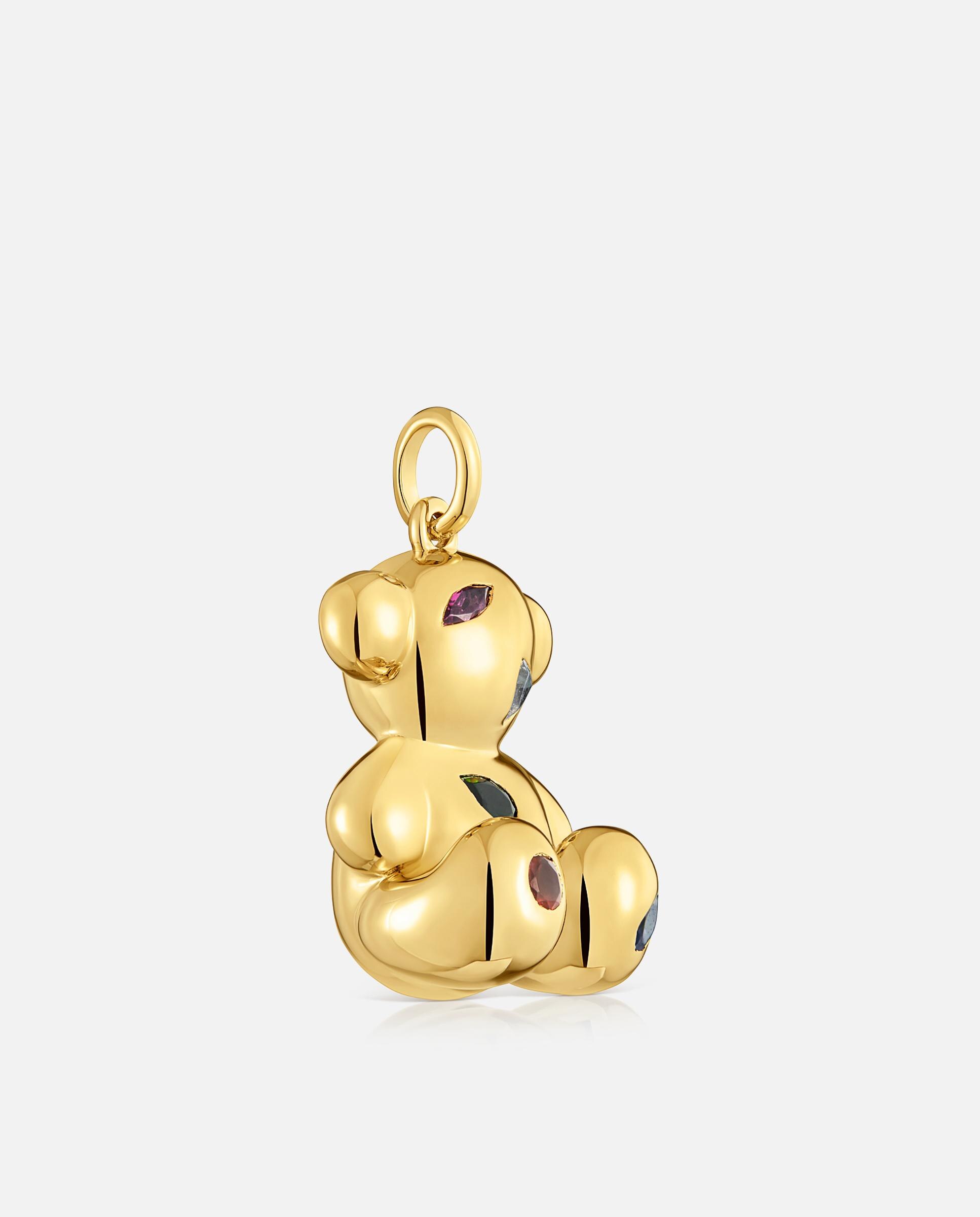 Pendente Bold Bear Urso Banhado em Ouro 18 Kt Sobre Prata e Gemas Multicolor-2
